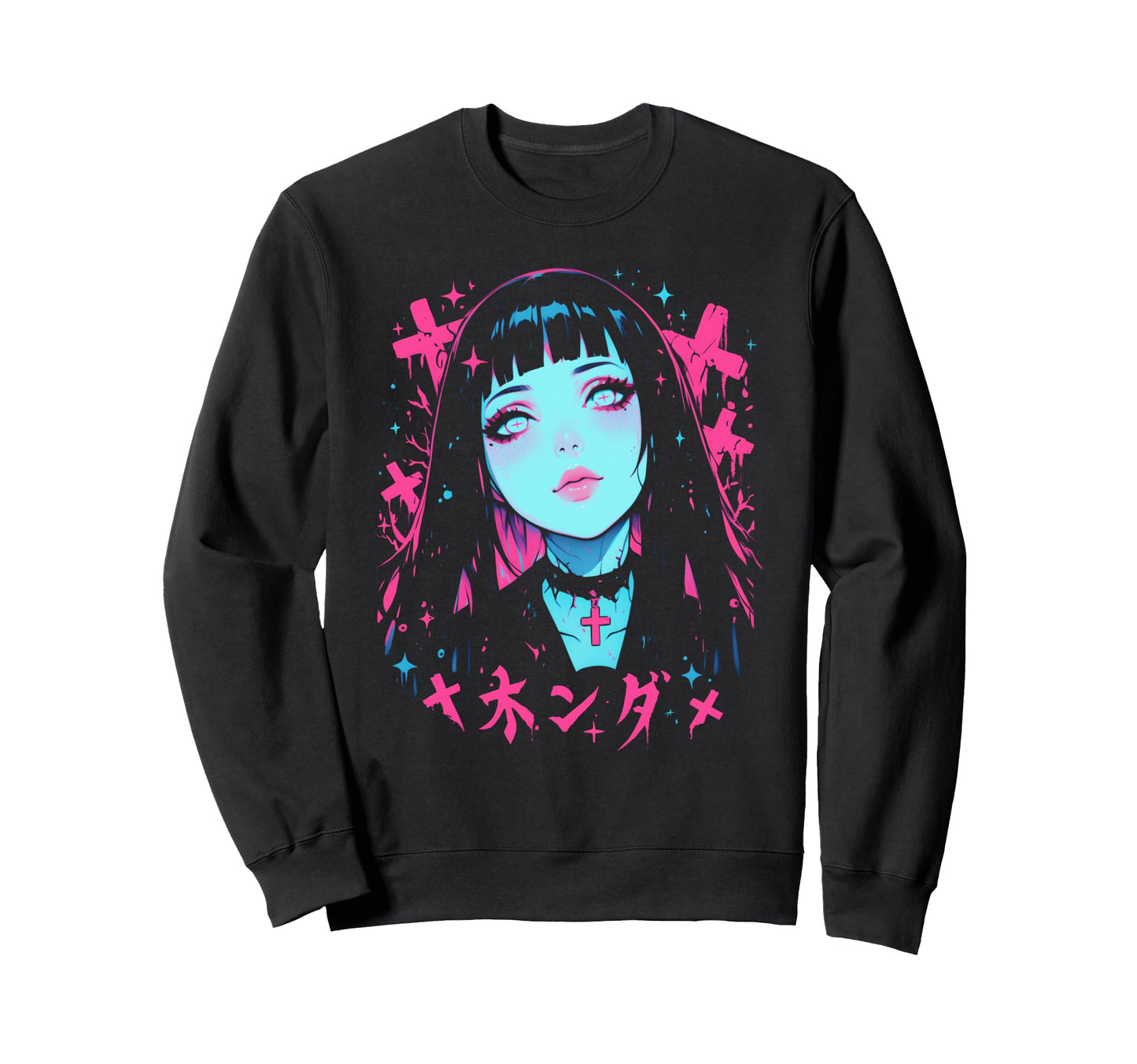 Goth Grunge Demon Anime Waifu Sweatshirt - Custom Art Print Men Women - T-Shirt, Sweatshirt, Hoodie