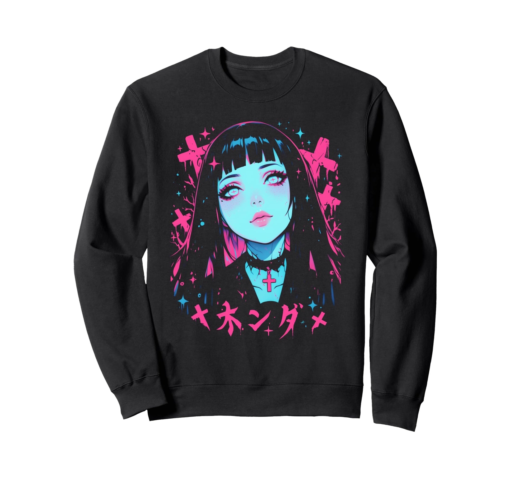 Goth Grunge Demon Anime Waifu Sweatshirt - Custom Art Print Men Women - T-Shirt, Sweatshirt, Hoodie