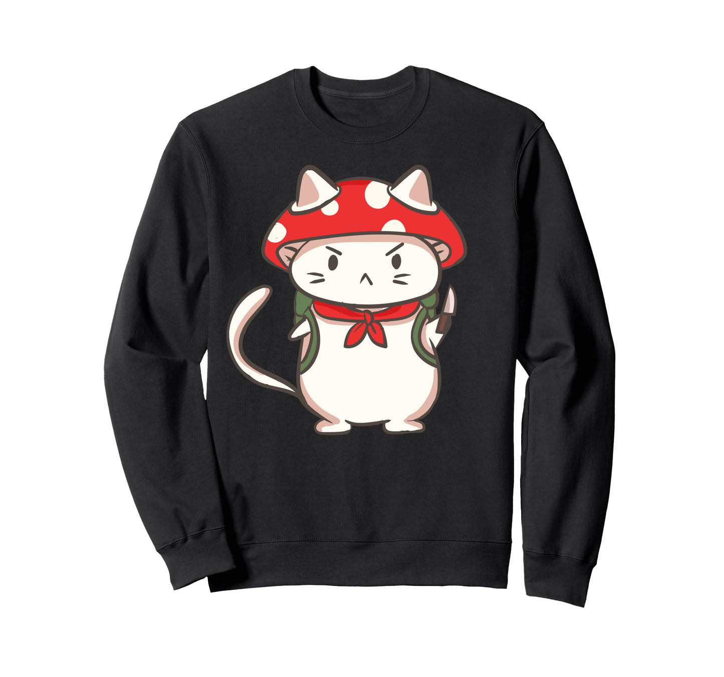 Kawaii Anime Mushroom Cat Aesthetic Sweatshirt - Unique Graphic for Adults - T-Shirt, Sweatshirt, Hoodie