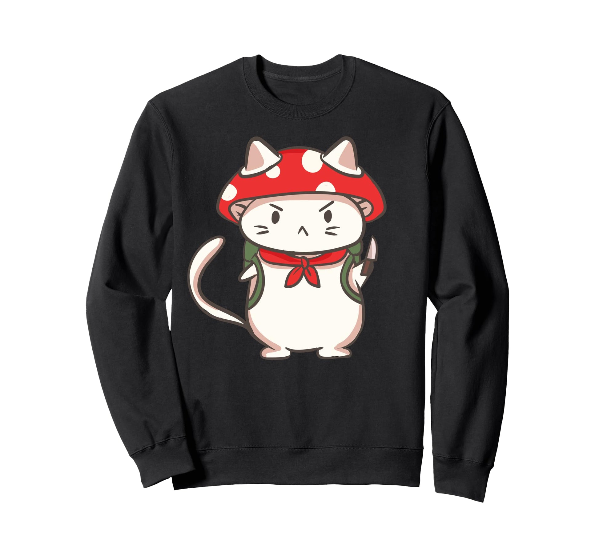 Kawaii Anime Mushroom Cat Aesthetic Sweatshirt - Unique Graphic for Adults - T-Shirt, Sweatshirt, Hoodie