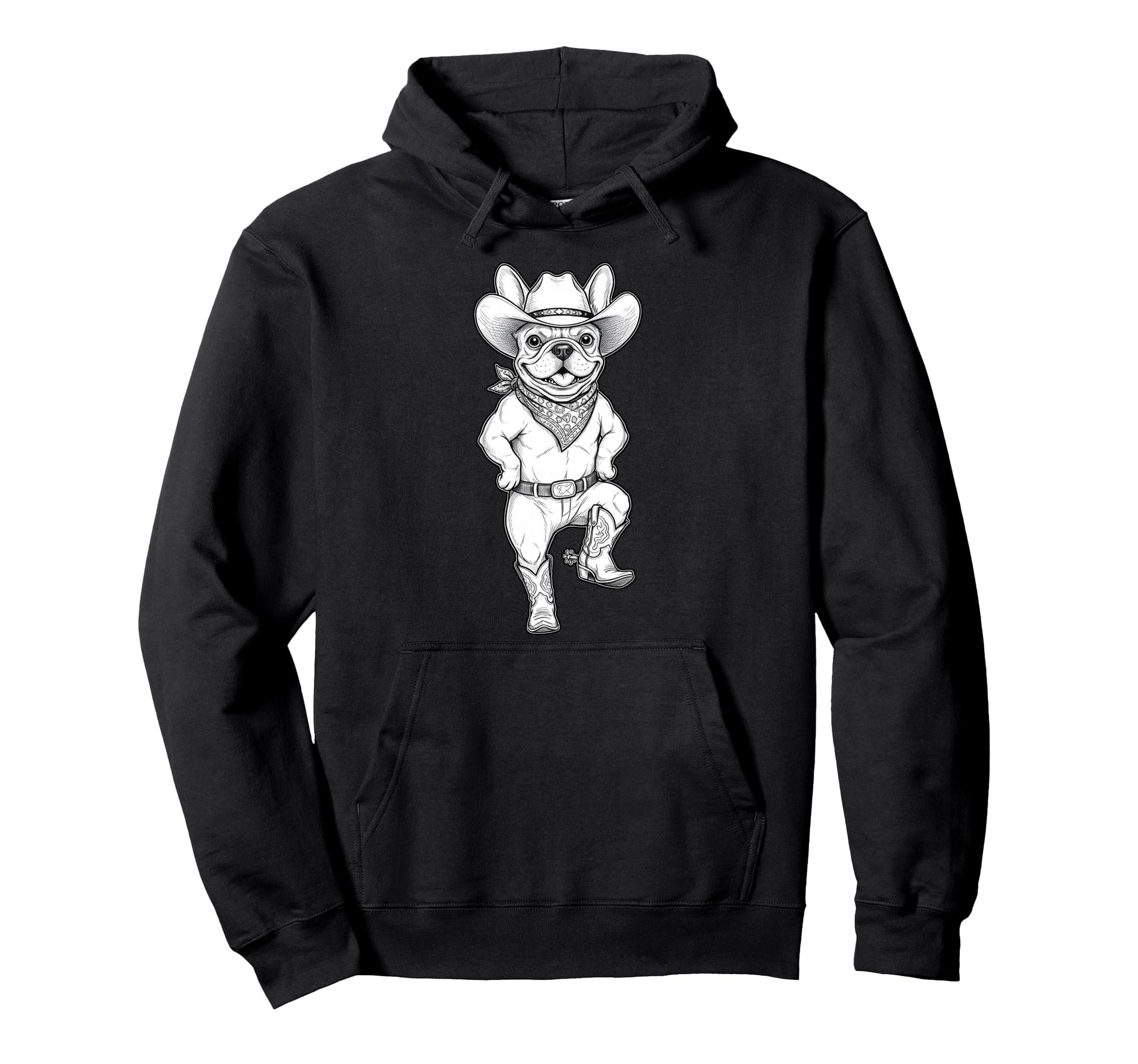 Howdy French Bulldog Cowboy Western Country Hoodie - Graphic Print Unisex - T-Shirt, Sweatshirt, Hoodie