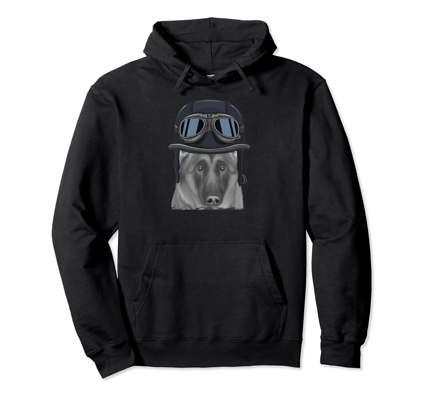 Belgian Tervuren Wearing Motorcycle Helmet Hoodie - Graphic Print Unisex - T-Shirt, Sweatshirt, Hoodie