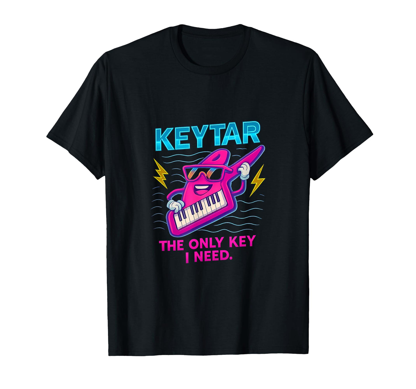 Keytar Only Key I Need Neon 80S T-Shirt - Minimalist Print for Adults - T-Shirt, Sweatshirt, Hoodie