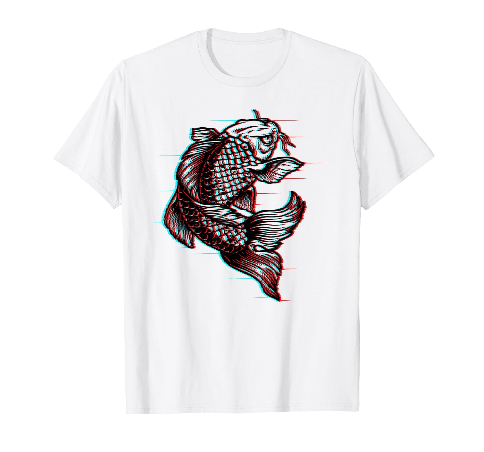 Glitch Effect Japanese Koi Fish Vaporwave T-Shirt - Novelty Apparel Unisex - T-Shirt, Sweatshirt, Hoodie