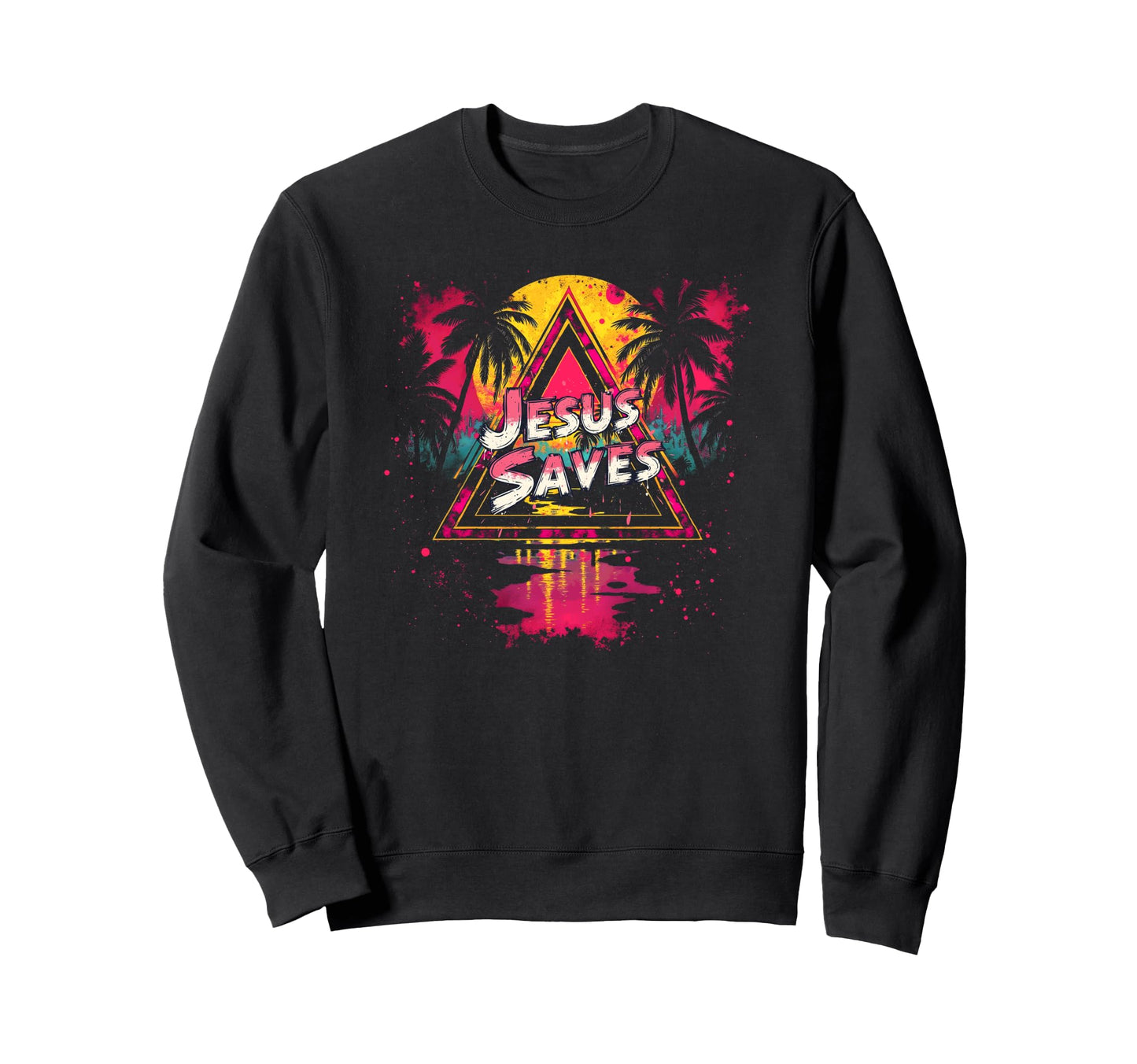 Jesus Saves Vaporwave 80Ies Sweatshirt - Novelty Apparel Men Women - T-Shirt, Sweatshirt, Hoodie