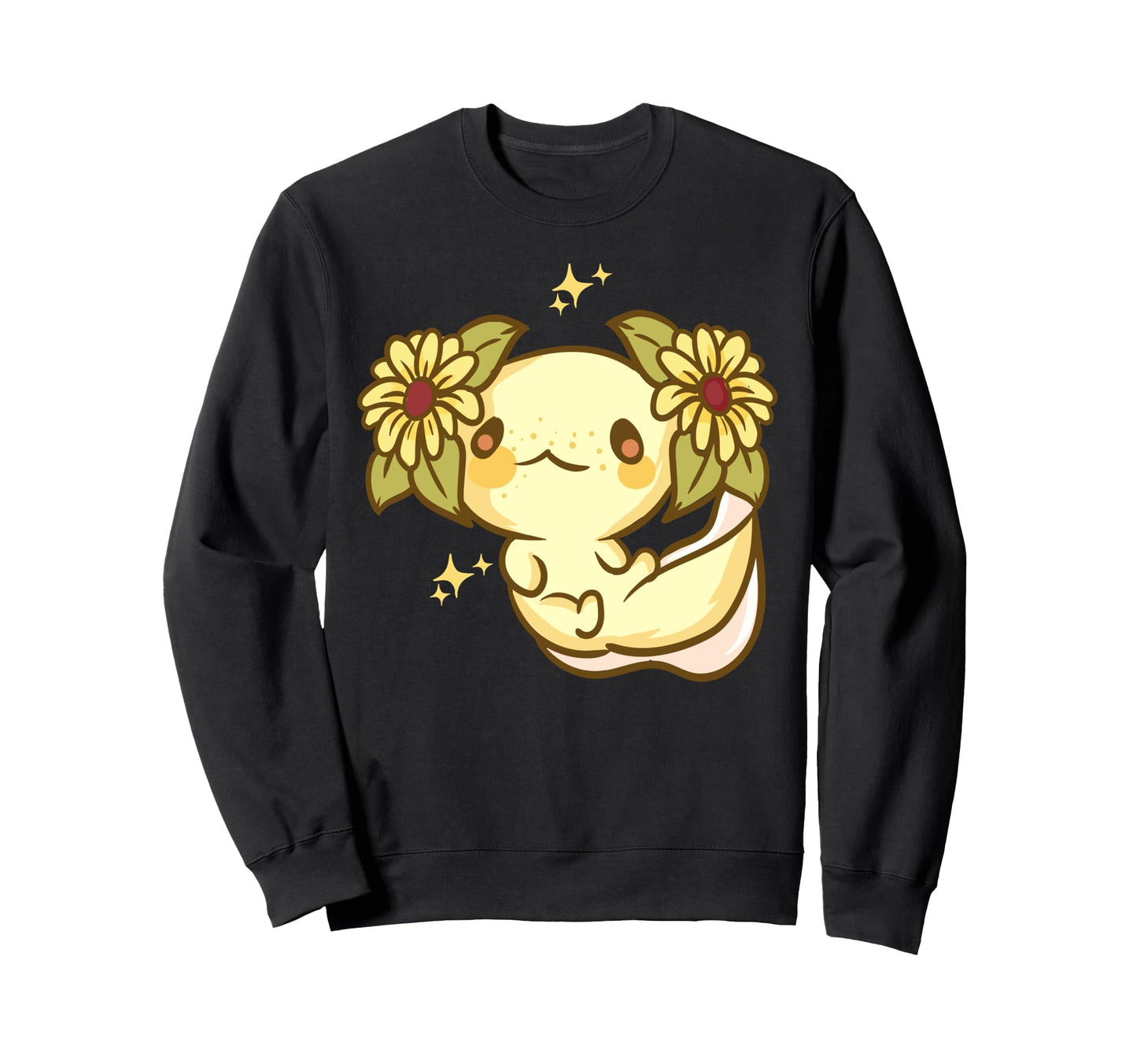 Kawaii Anime Sunflower Axolotl Sweatshirt - Aesthetic Graphic Men Women - T-Shirt, Sweatshirt, Hoodie