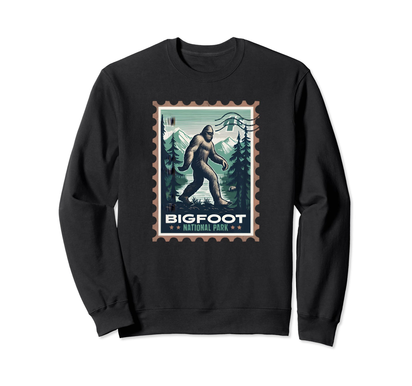 Bigfoot National Park Stamp Sweatshirt - Fun Novelty Design for Adults - T-Shirt, Sweatshirt, Hoodie
