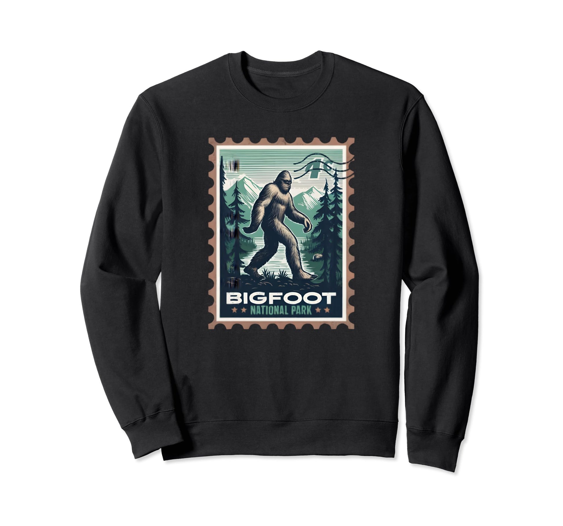 Bigfoot National Park Stamp Sweatshirt - Fun Novelty Design for Adults - T-Shirt, Sweatshirt, Hoodie