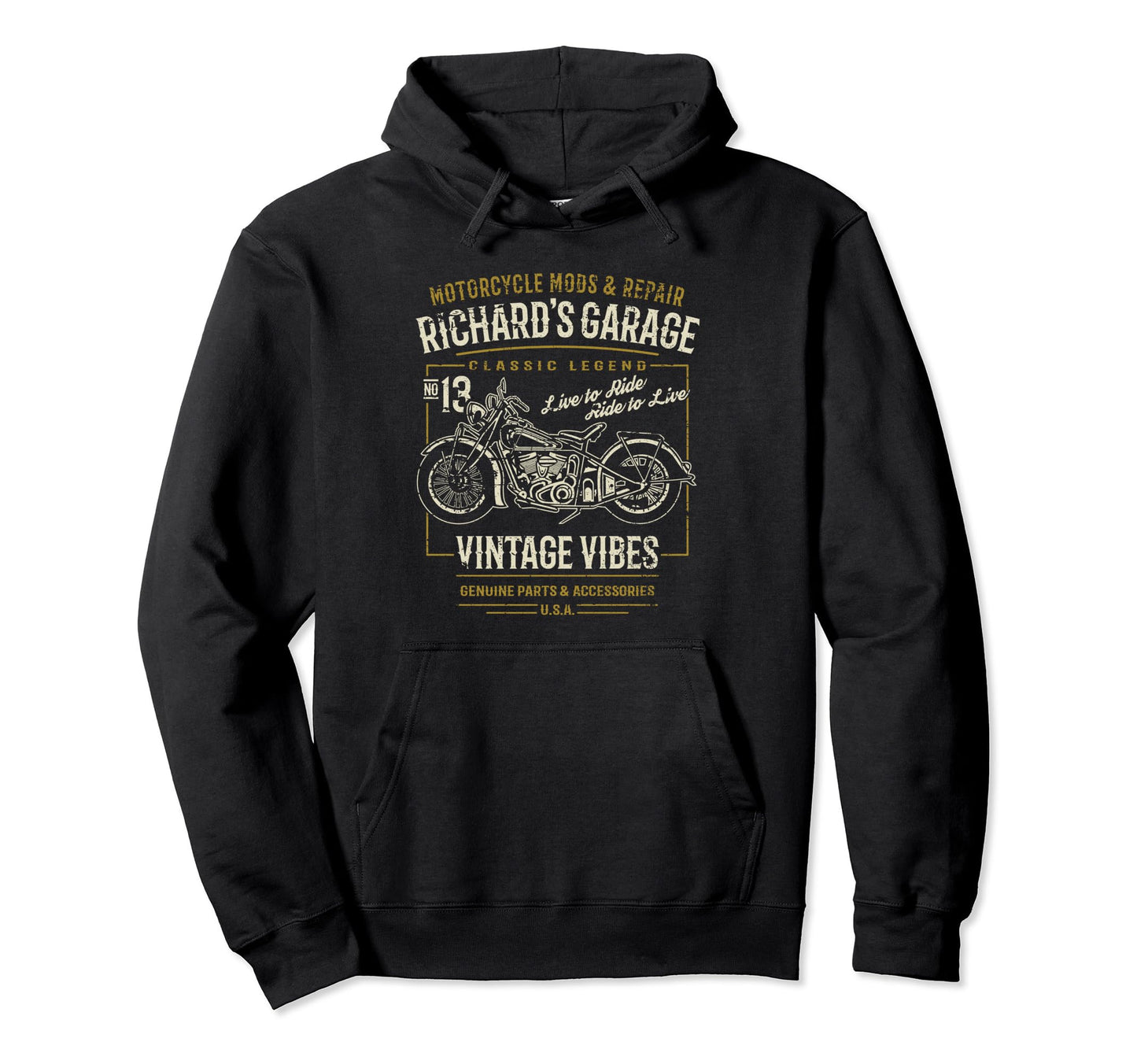 Richards Garage Motorcycle Name Hoodie - Streetwear Style for Adults - T-Shirt, Sweatshirt, Hoodie