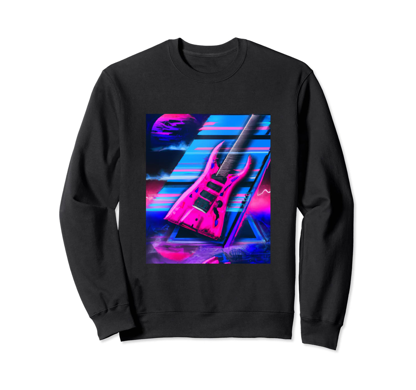 Vaporwave Guitar Synthwave Sweatshirt - Casual Everyday Wear for Adults - T-Shirt, Sweatshirt, Hoodie