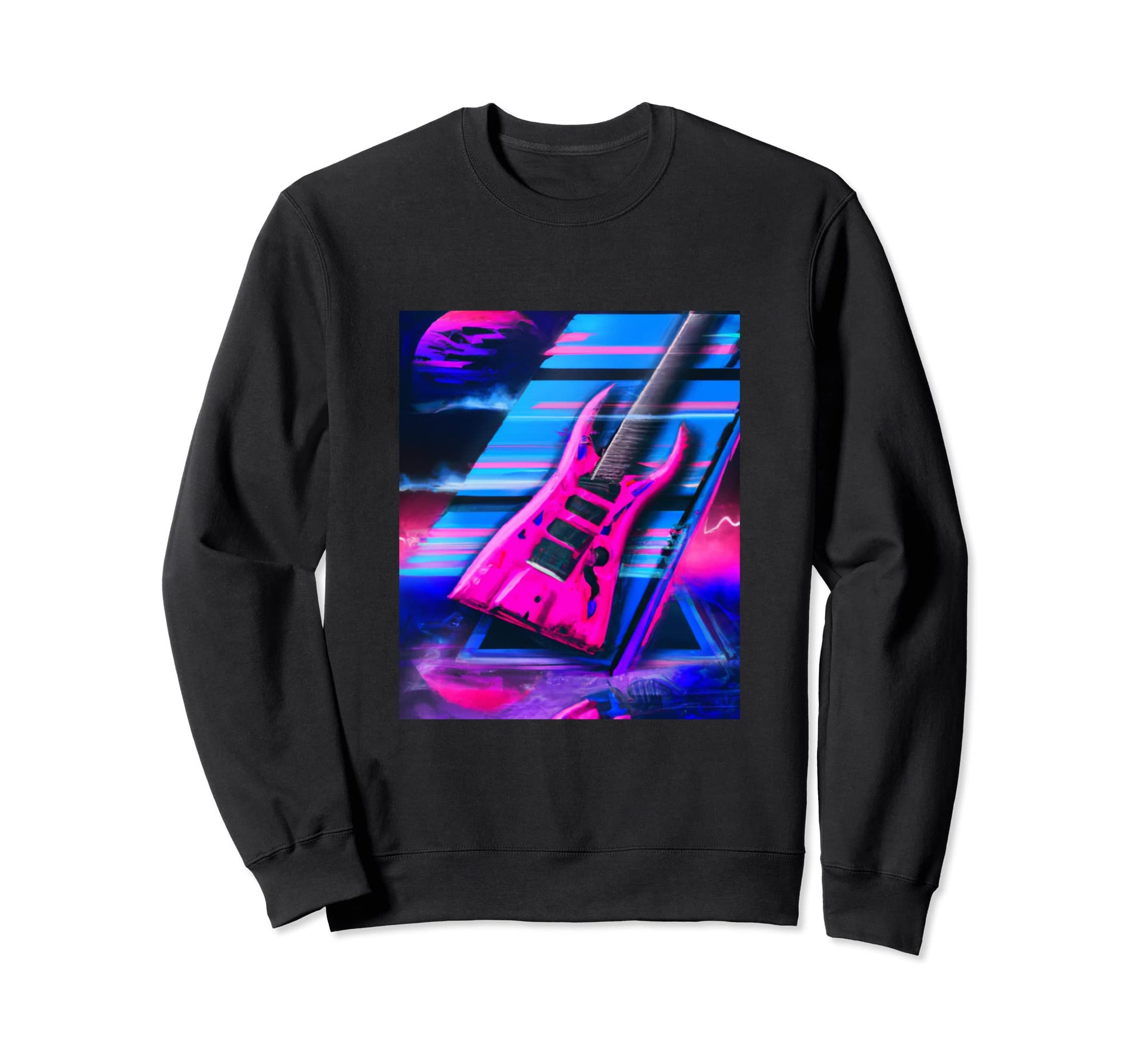 Vaporwave Guitar Synthwave Sweatshirt - Casual Everyday Wear for Adults - T-Shirt, Sweatshirt, Hoodie