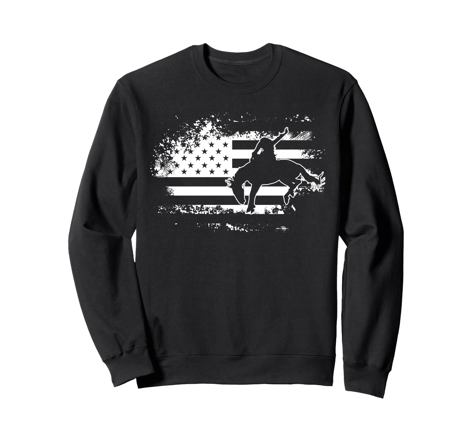 Rodeo Cowboy American Flag Patriotic Sweatshirt - Graphic Print Men Women - T-Shirt, Sweatshirt, Hoodie