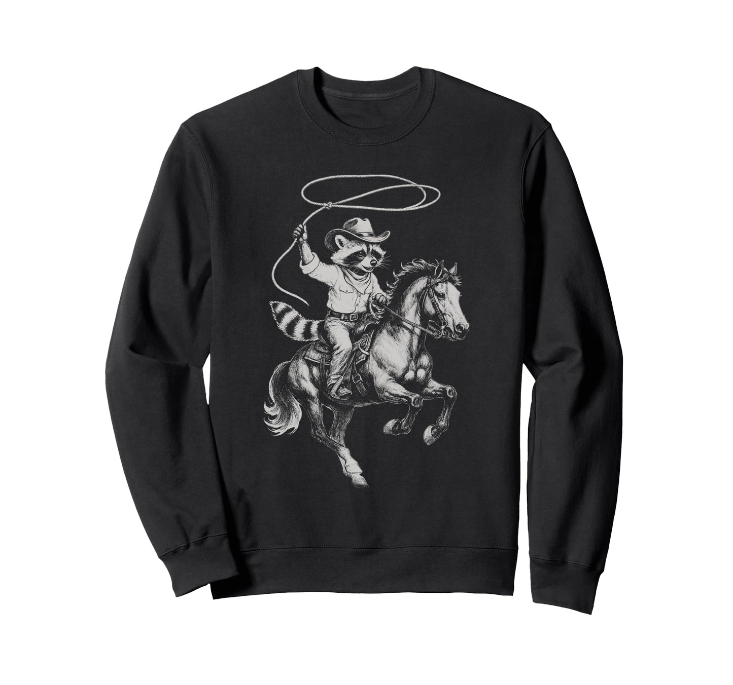 Raccoon Cowboy Western Country Sweatshirt - Novelty Apparel Unisex - T-Shirt, Sweatshirt, Hoodie