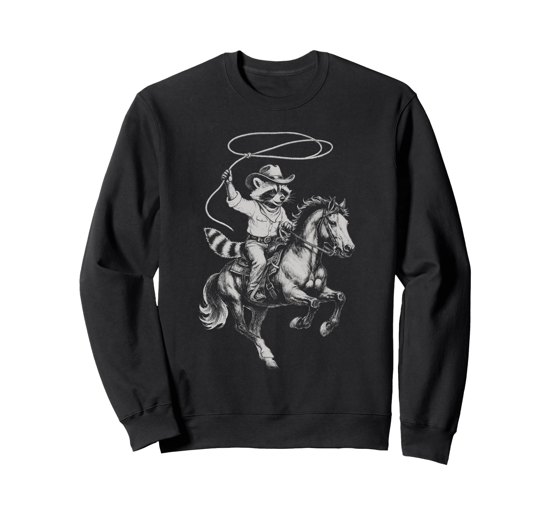 Raccoon Cowboy Western Country Sweatshirt - Novelty Apparel Unisex - T-Shirt, Sweatshirt, Hoodie