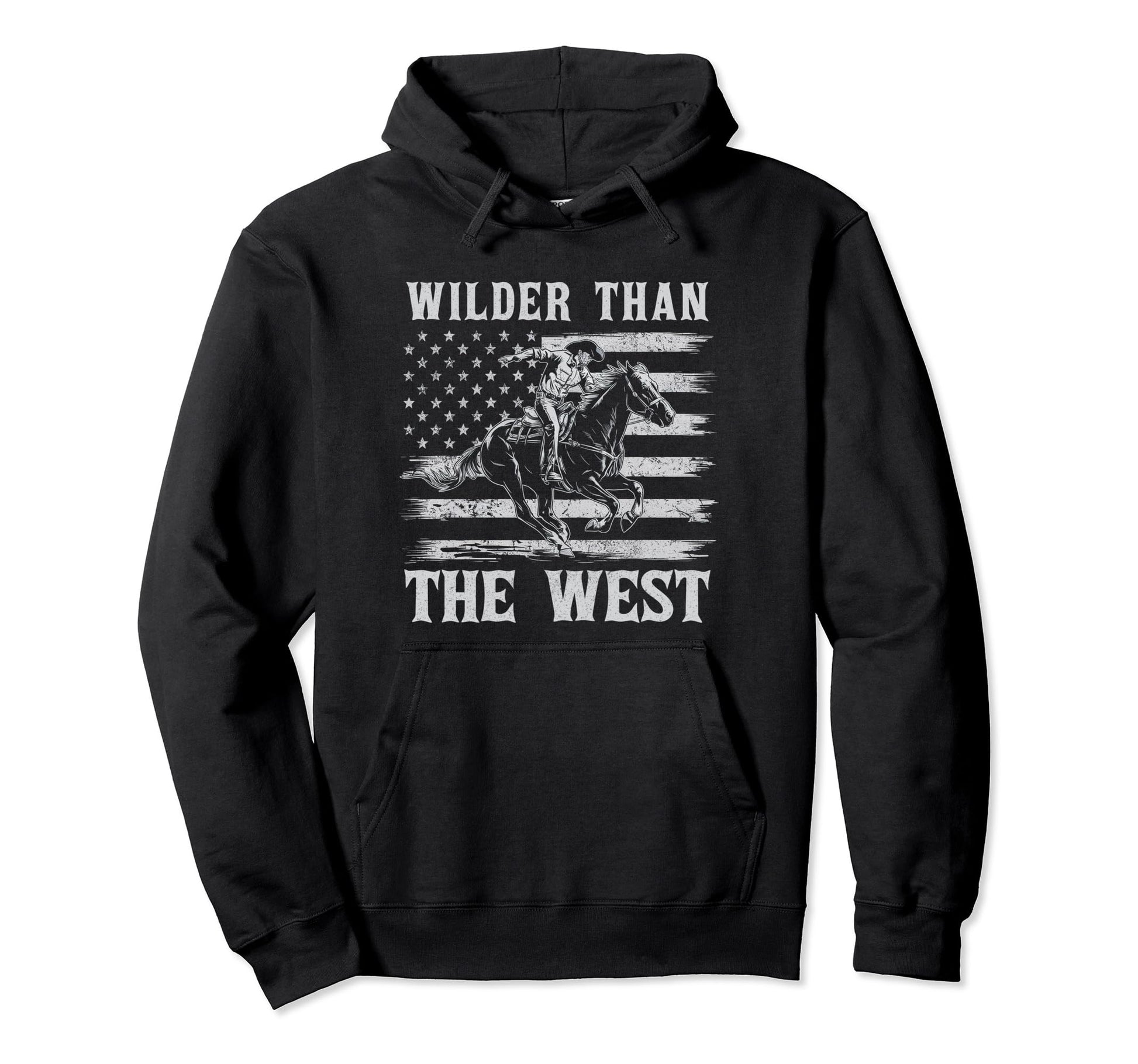 Wilder Than West Cowboy Horseback Usa Hoodie - Unique Graphic for Adults - T-Shirt, Sweatshirt, Hoodie