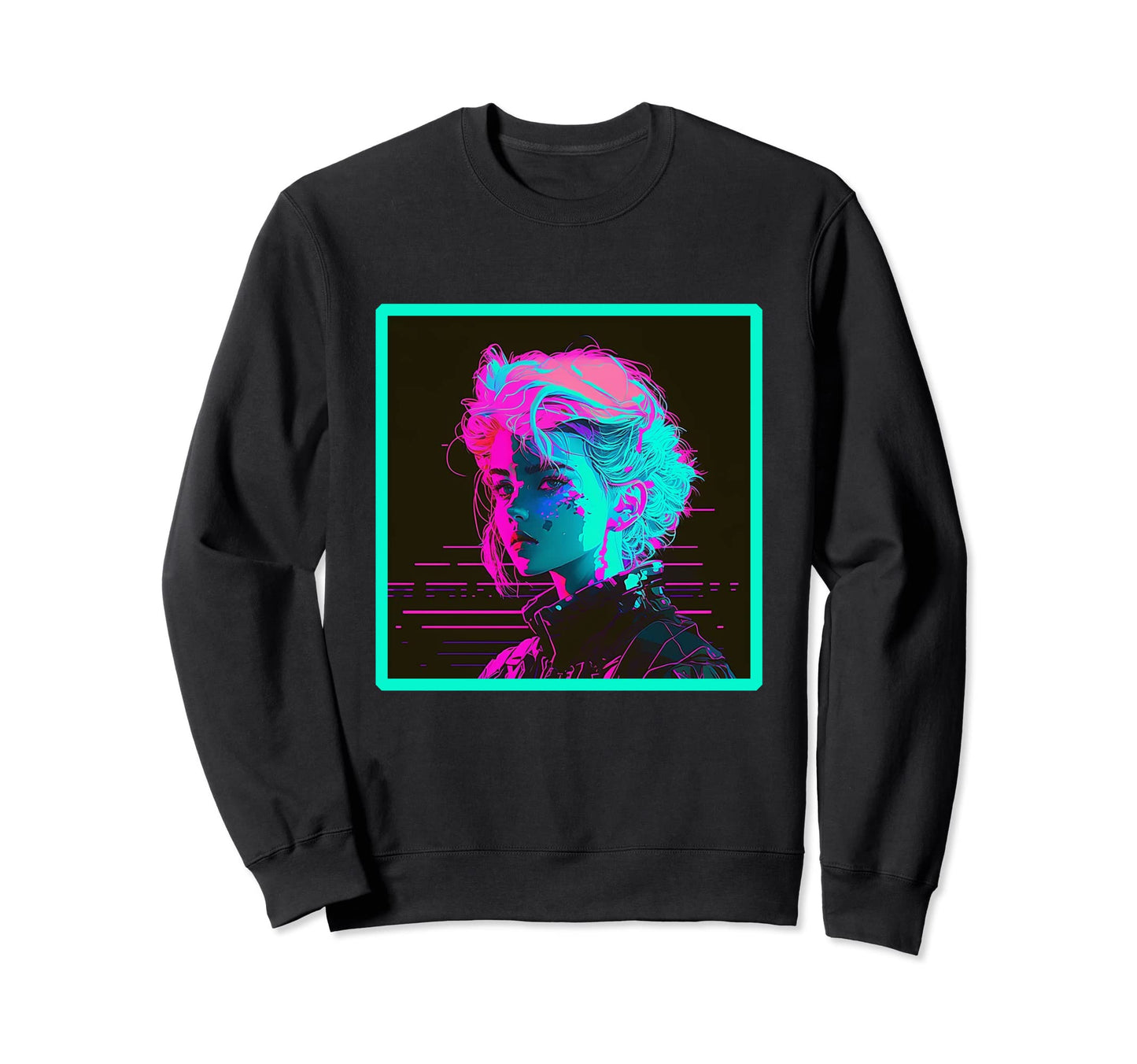 Vaperwave Aesthetic Glitch Anime Sweatshirt - Streetwear Style for Adults - T-Shirt, Sweatshirt, Hoodie
