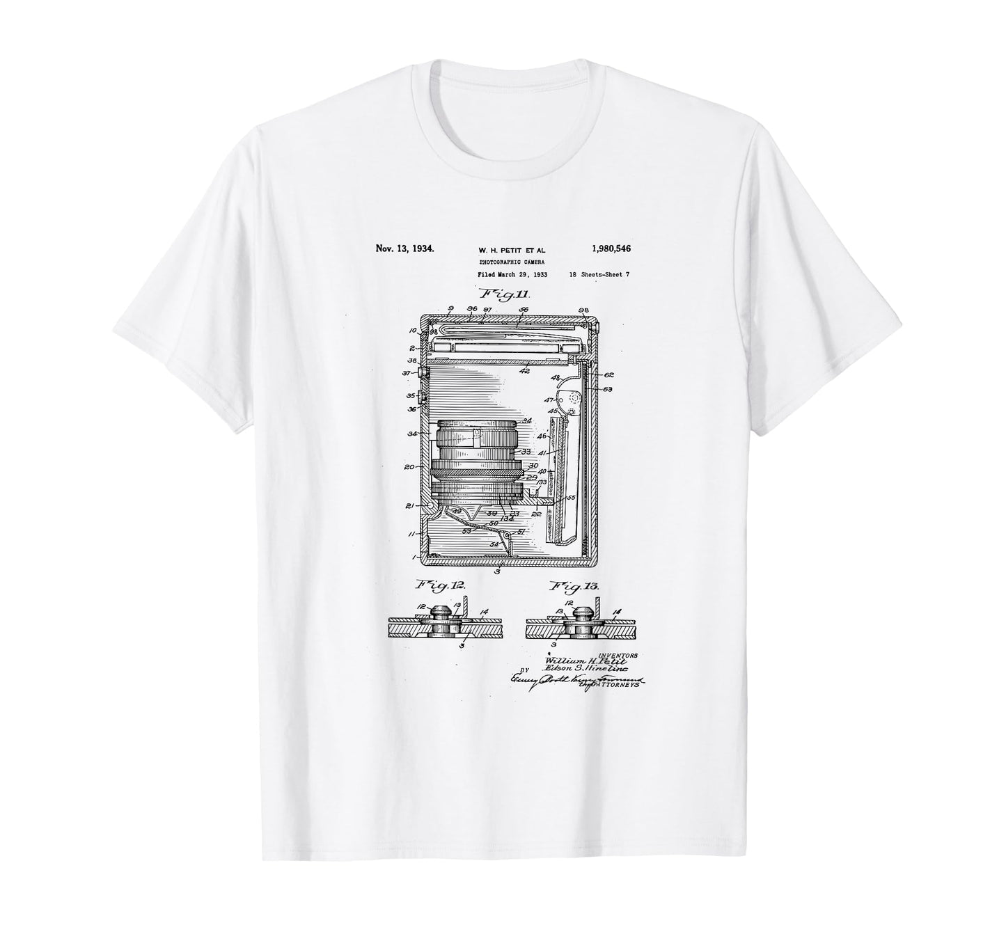 Camera Photographic Patent 1934 T-Shirt - Custom Art Print for Adults - T-Shirt, Sweatshirt, Hoodie