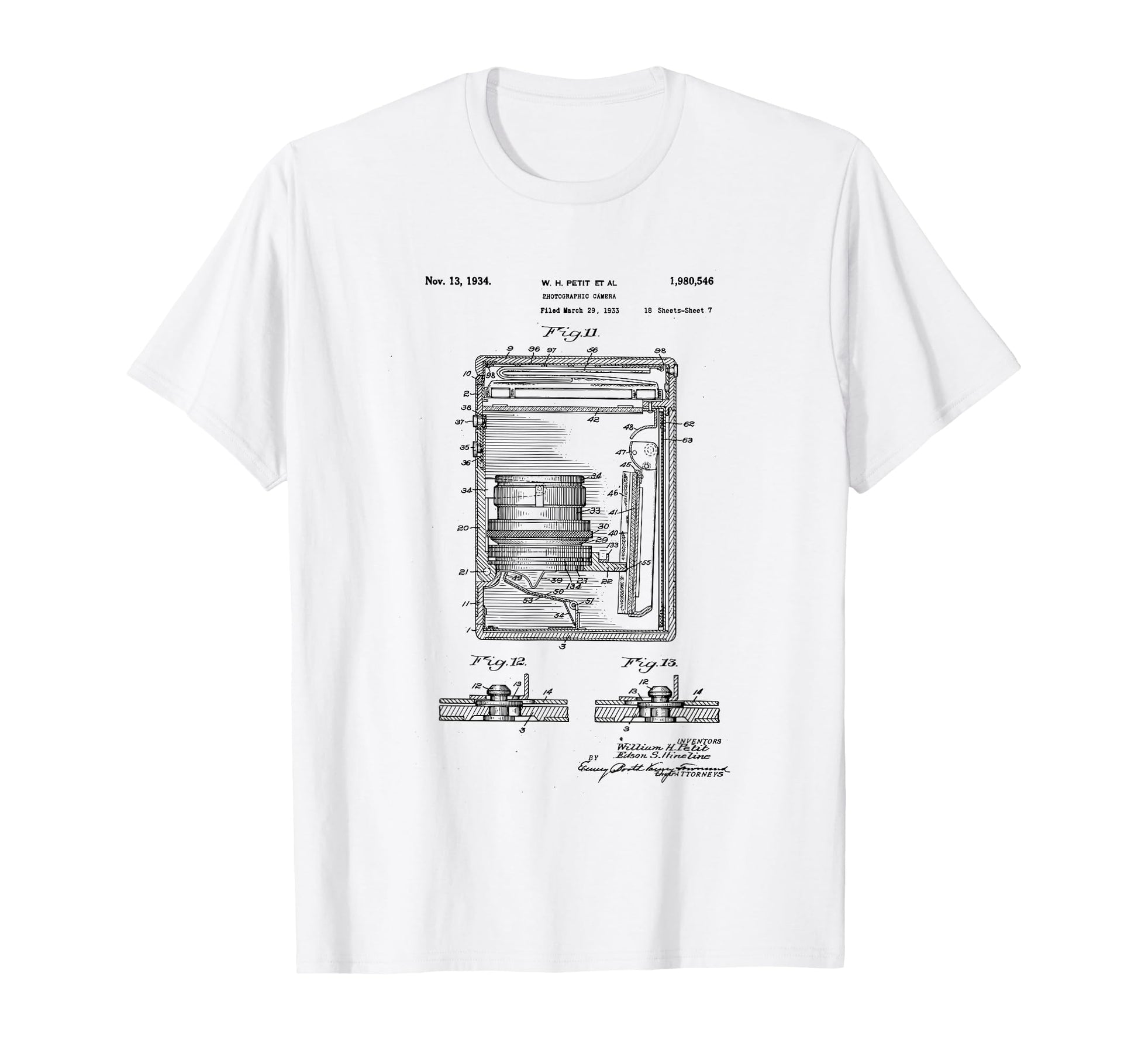 Camera Photographic Patent 1934 T-Shirt - Custom Art Print for Adults - T-Shirt, Sweatshirt, Hoodie