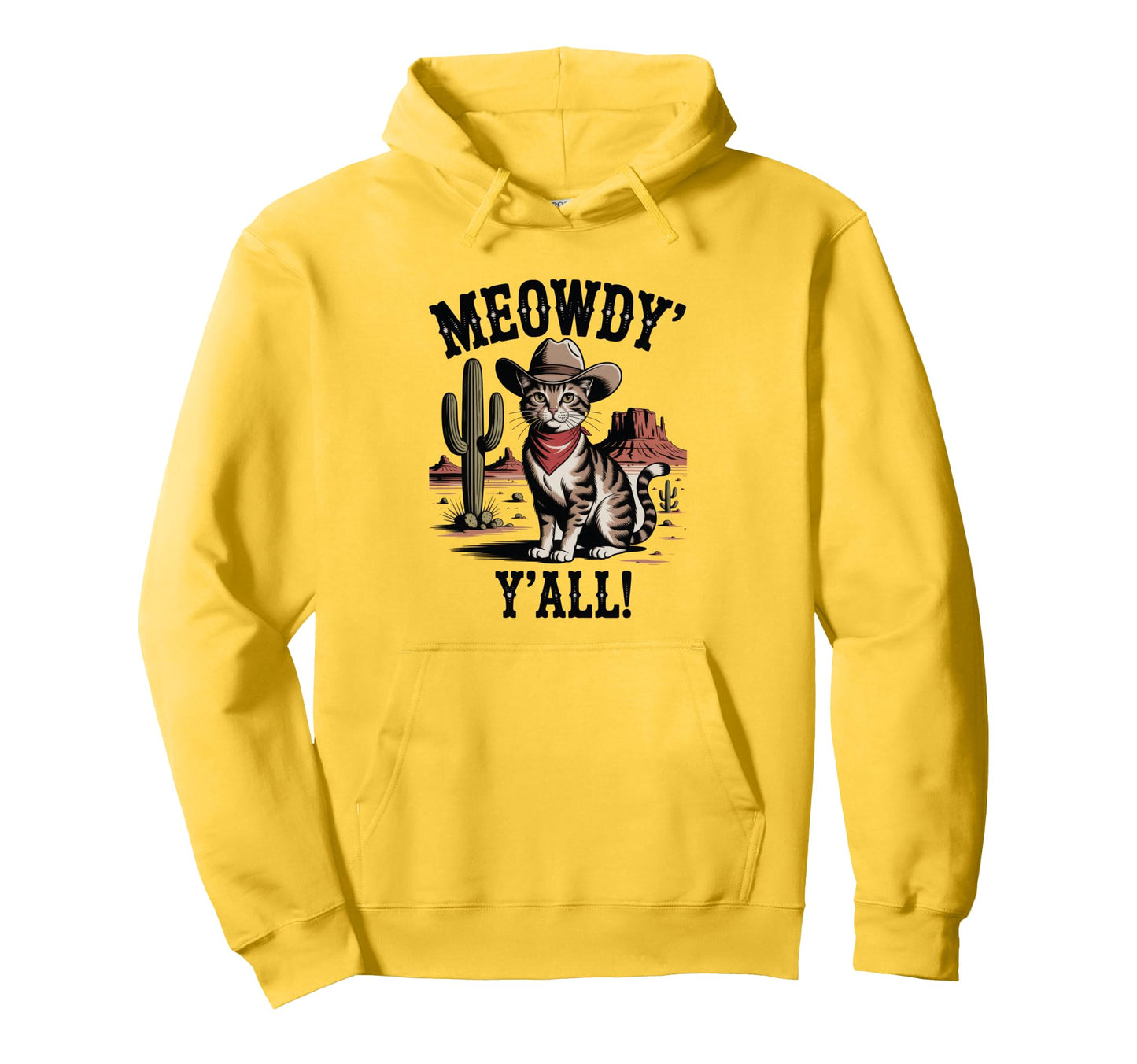 Meowdy You All Whiskers Wind Cowboy Hoodie - Custom Art Print for Adults - T-Shirt, Sweatshirt, Hoodie