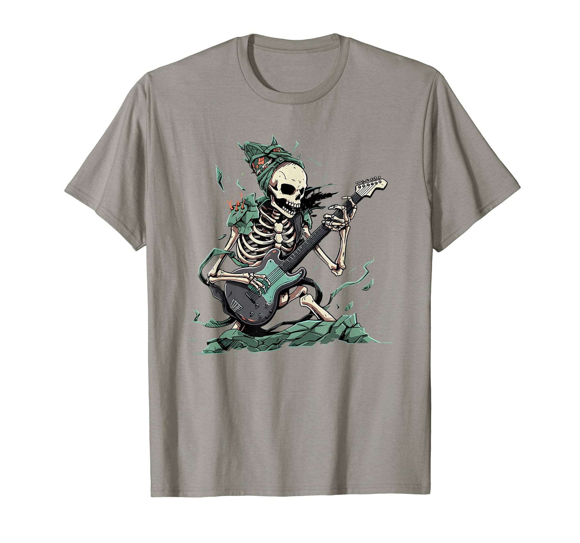Skeleton Rock Roll Guitar Music T-Shirt - Casual Everyday Wear Men Women - T-Shirt, Sweatshirt, Hoodie