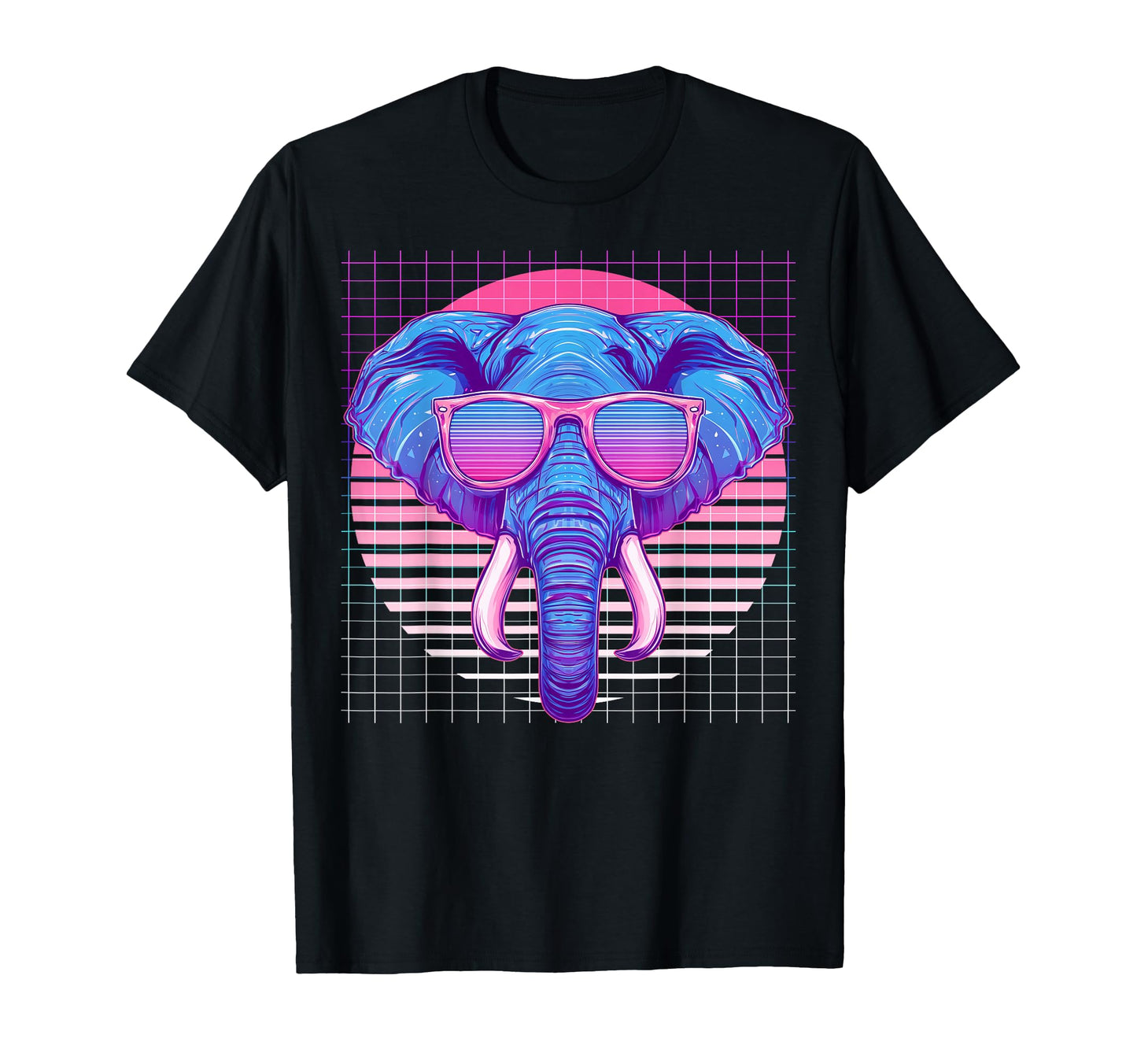 Elephant Sunglasses Animal Vaporwave T-Shirt - Minimalist Print for Adults - T-Shirt, Sweatshirt, Hoodie