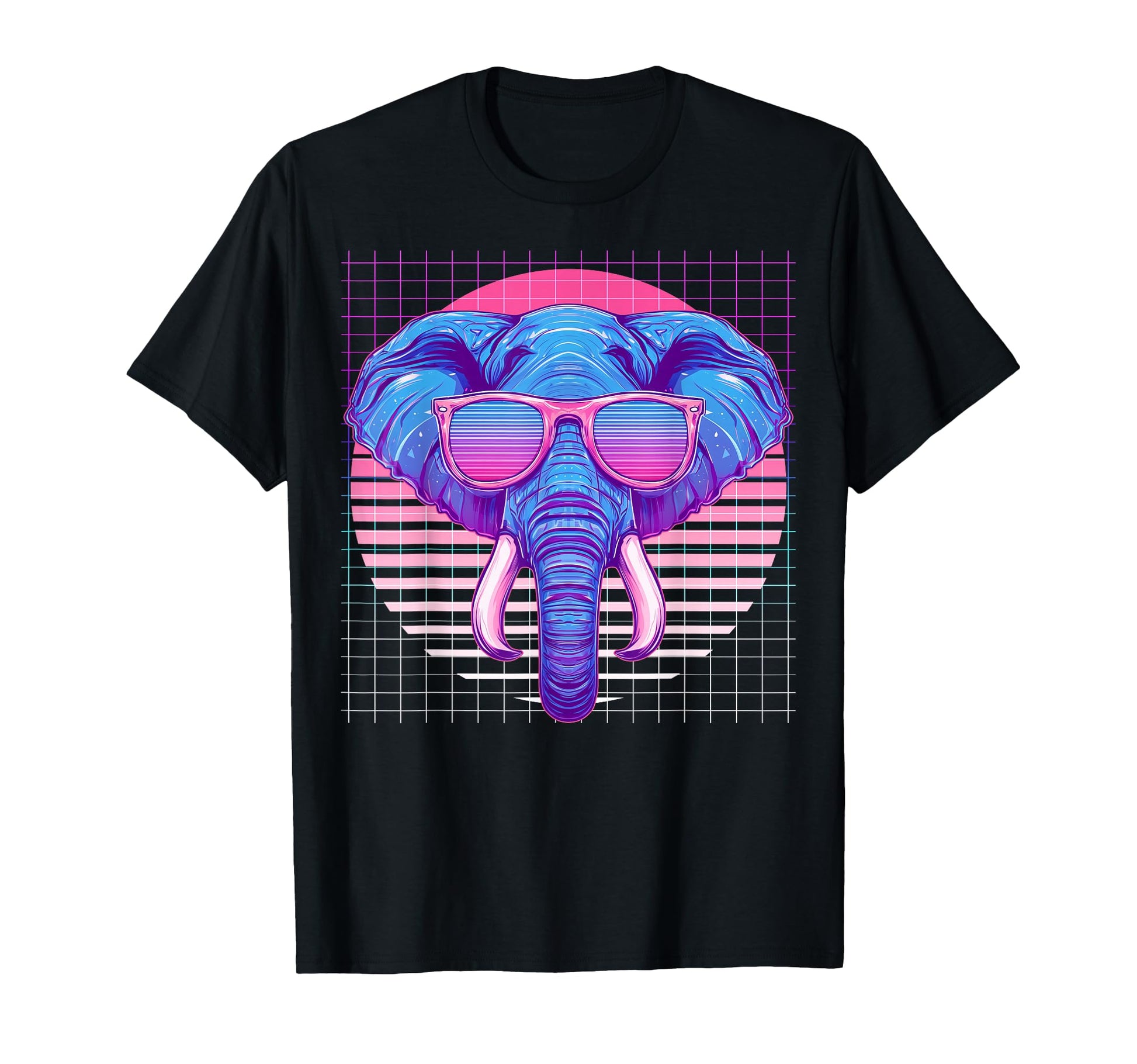 Elephant Sunglasses Animal Vaporwave T-Shirt - Minimalist Print for Adults - T-Shirt, Sweatshirt, Hoodie