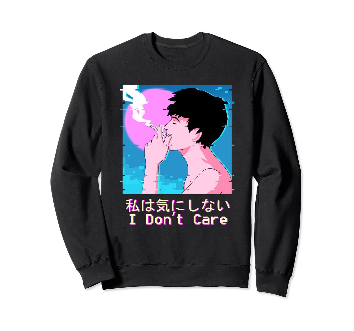 Sad Glitch Japanese Aesthetic Sweatshirt - Graphic Print for Adults - T-Shirt, Sweatshirt, Hoodie