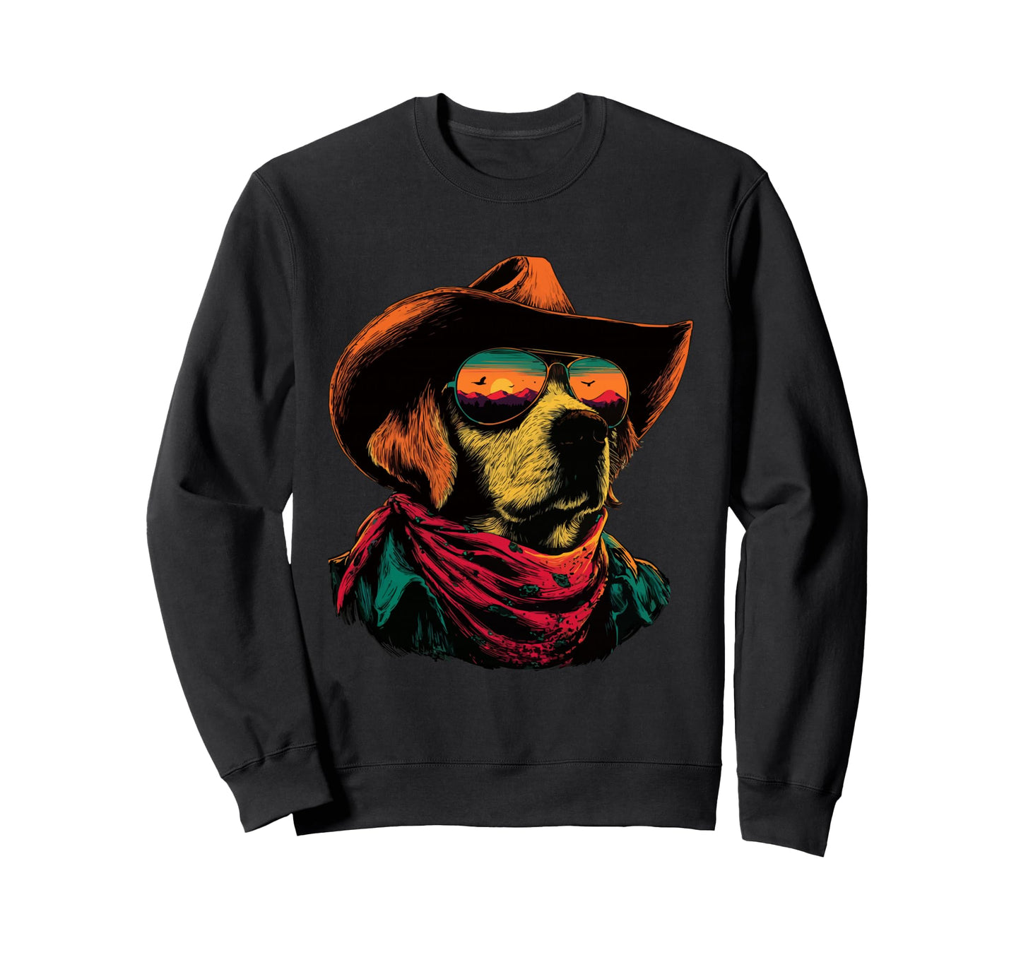 Labrador Retriever Sunglasses Cowboy Sweatshirt - Aesthetic Graphic Unisex - T-Shirt, Sweatshirt, Hoodie