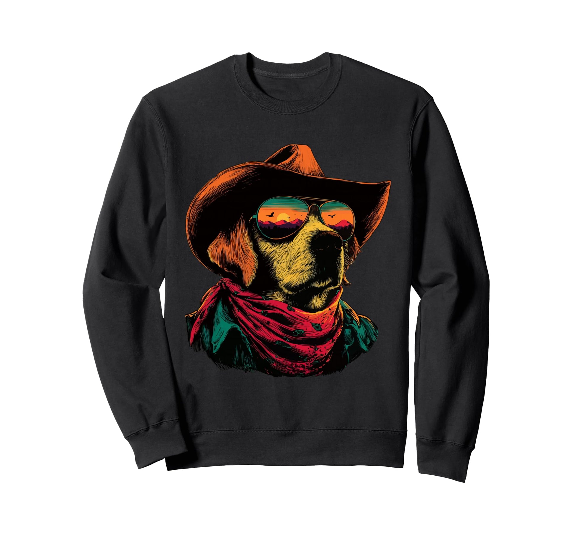 Labrador Retriever Sunglasses Cowboy Sweatshirt - Aesthetic Graphic Unisex - T-Shirt, Sweatshirt, Hoodie