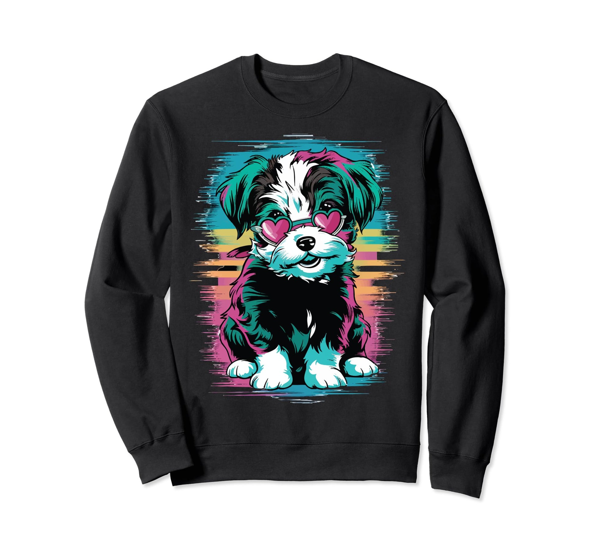 Maltese Shih Tzu Vaporwave Sweatshirt - Fun Novelty Design Unisex - T-Shirt, Sweatshirt, Hoodie