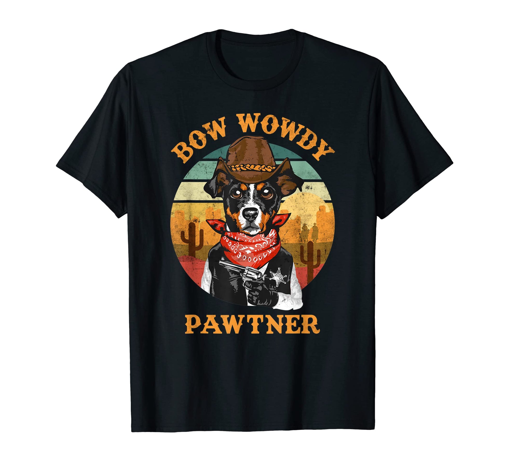 Bow Wowdy Pawtner Cowboy Dog Dawg T-Shirt - Minimalist Print Men Women - T-Shirt, Sweatshirt, Hoodie