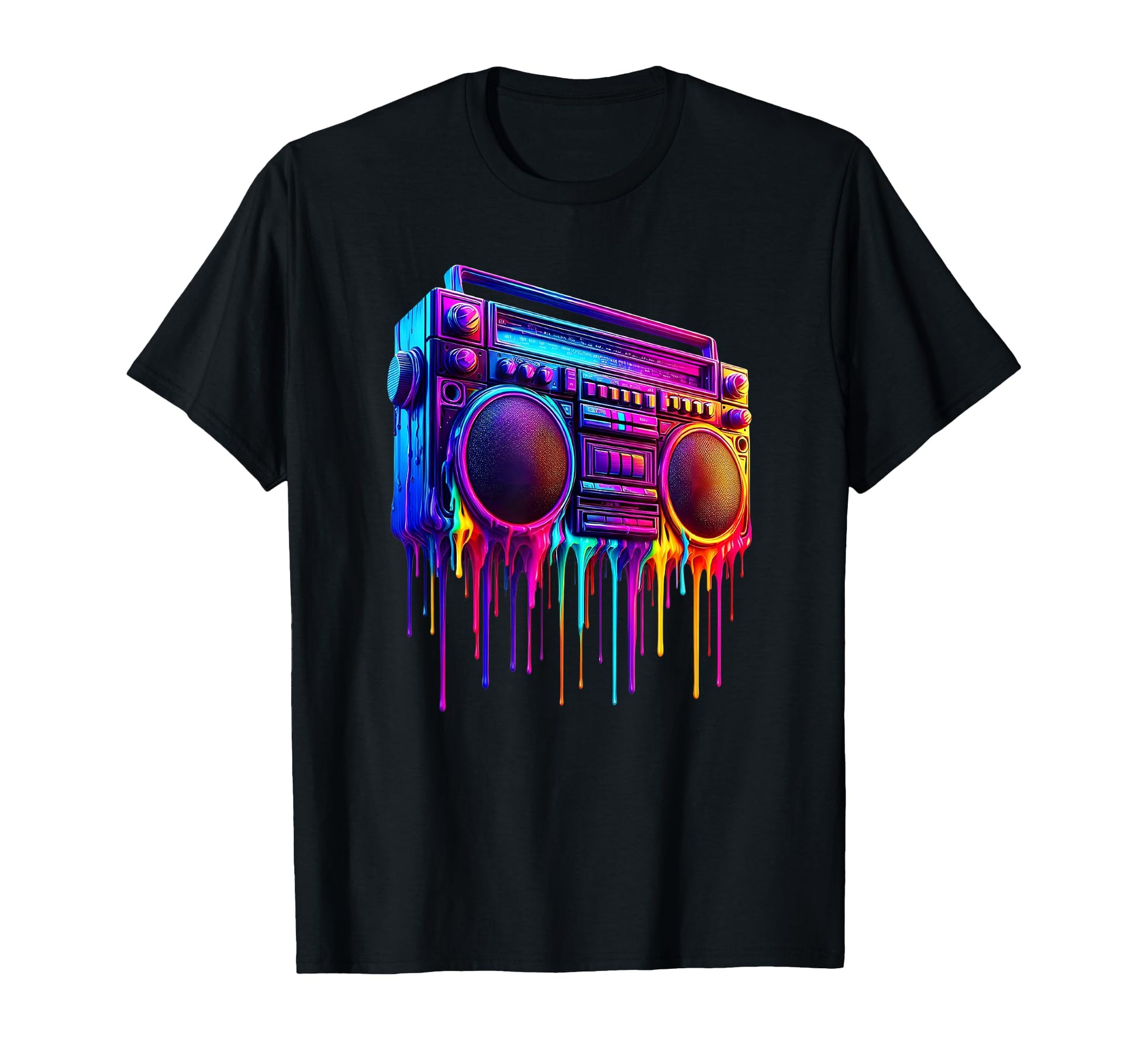 Dripping Paint Boombox Old School 80S T-Shirt - Fun Novelty Design Unisex - T-Shirt, Sweatshirt, Hoodie