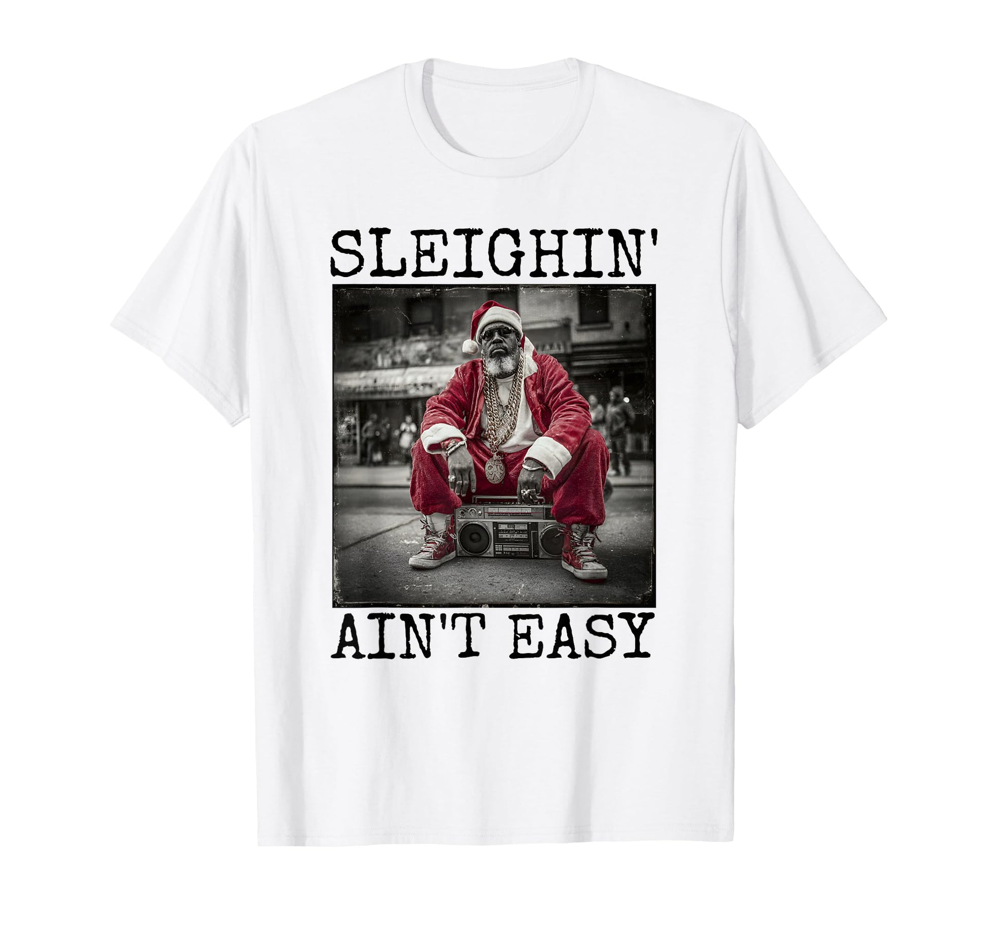 Black B Santa Claus Hip Hop T-Shirt - Custom Art Print Unisex - T-Shirt, Sweatshirt, Hoodie
