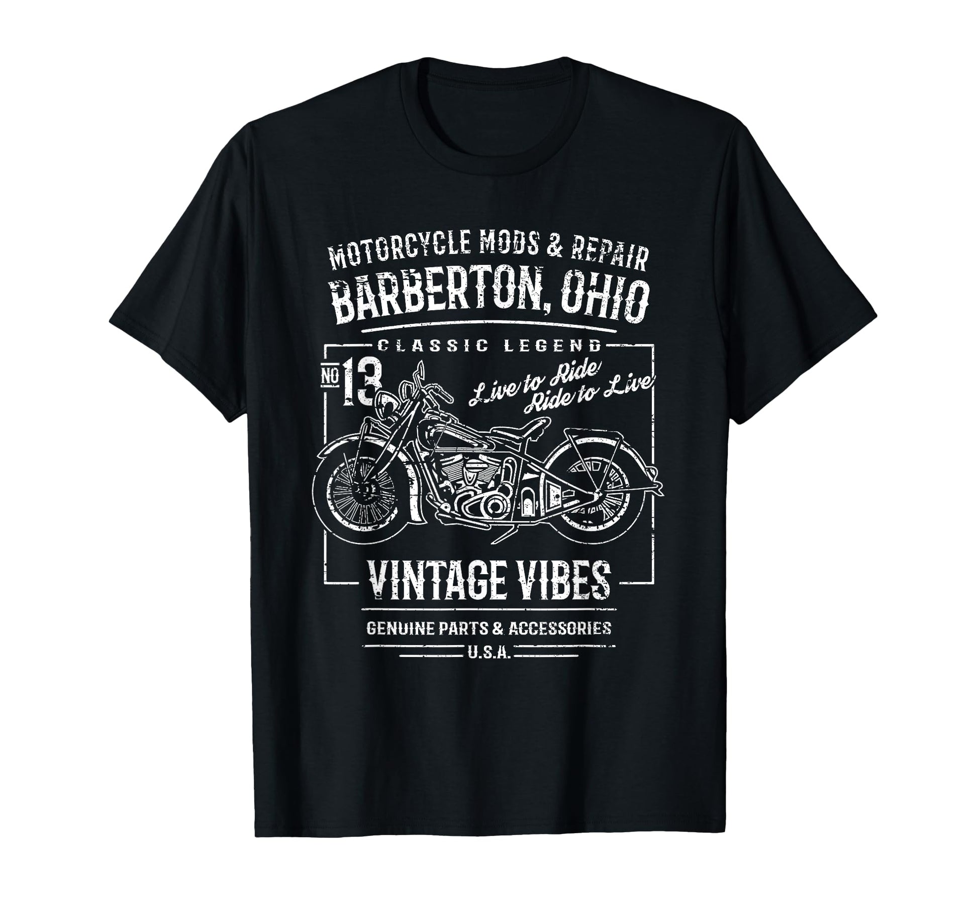 Barberton Oh Usa Distressed Motorcycle T-Shirt - Custom Art Print Men Women - T-Shirt, Sweatshirt, Hoodie