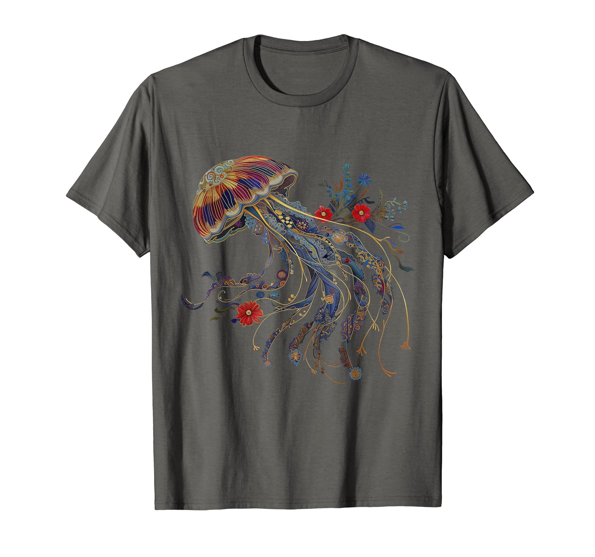 Jellyfish Colorful Flower Patterns Scuba T-Shirt - Streetwear Style Unisex - T-Shirt, Sweatshirt, Hoodie