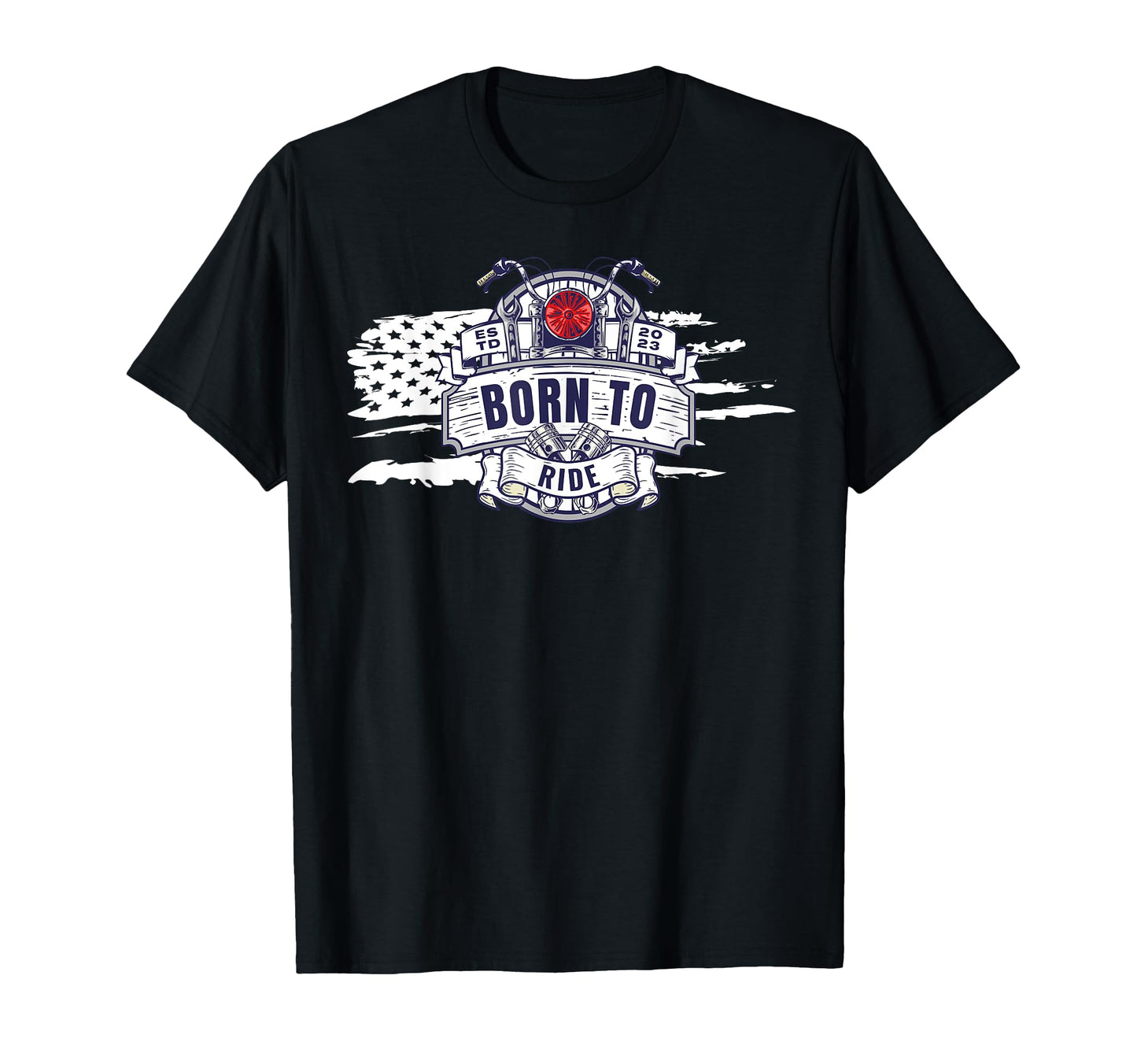 Us Flag American Motorcycle Biker T-Shirt - Fun Novelty Design for Adults - T-Shirt, Sweatshirt, Hoodie