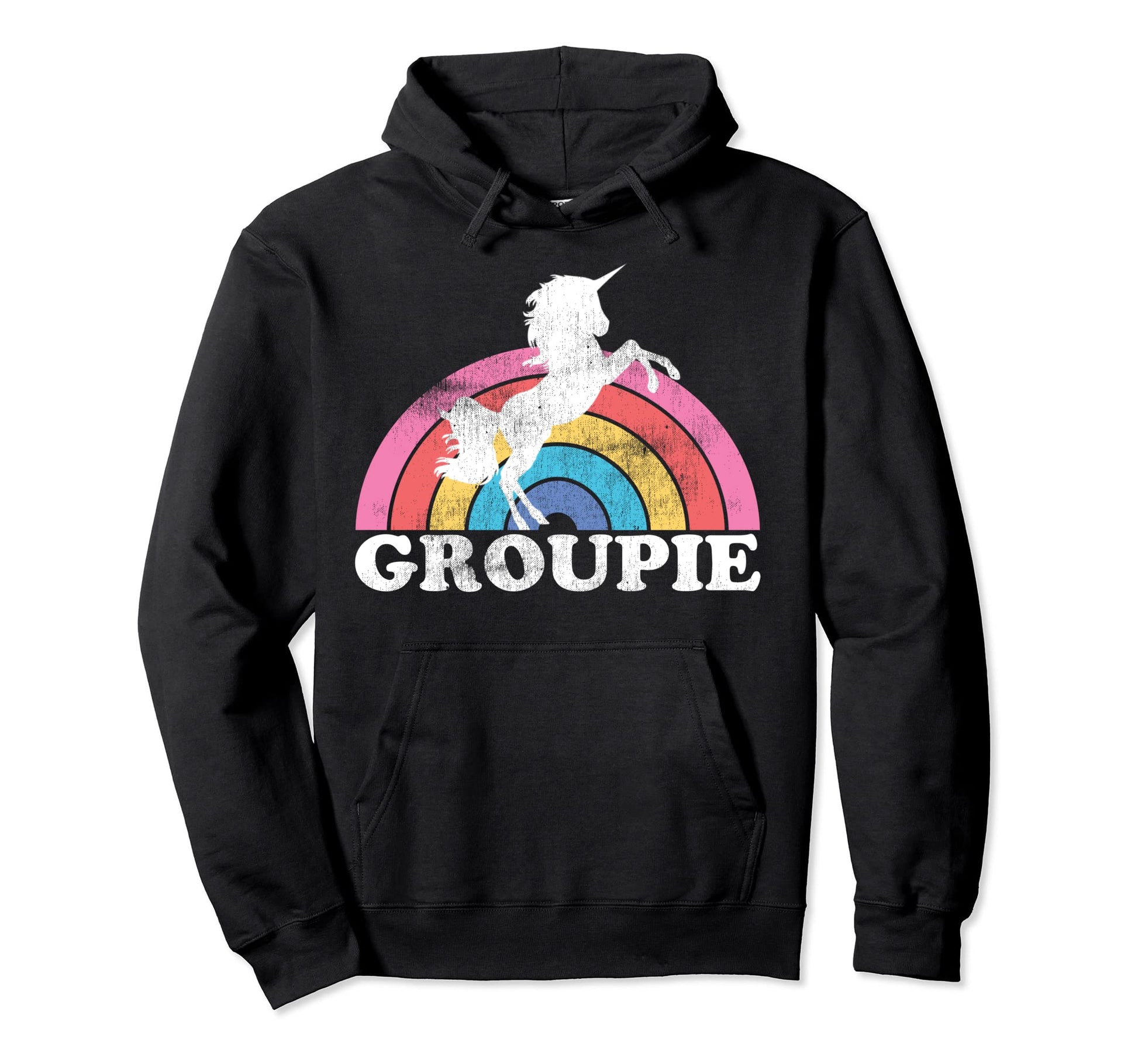 Funny Rainbow Unicorn Concert Rock N Hoodie - Minimalist Print for Adults - T-Shirt, Sweatshirt, Hoodie