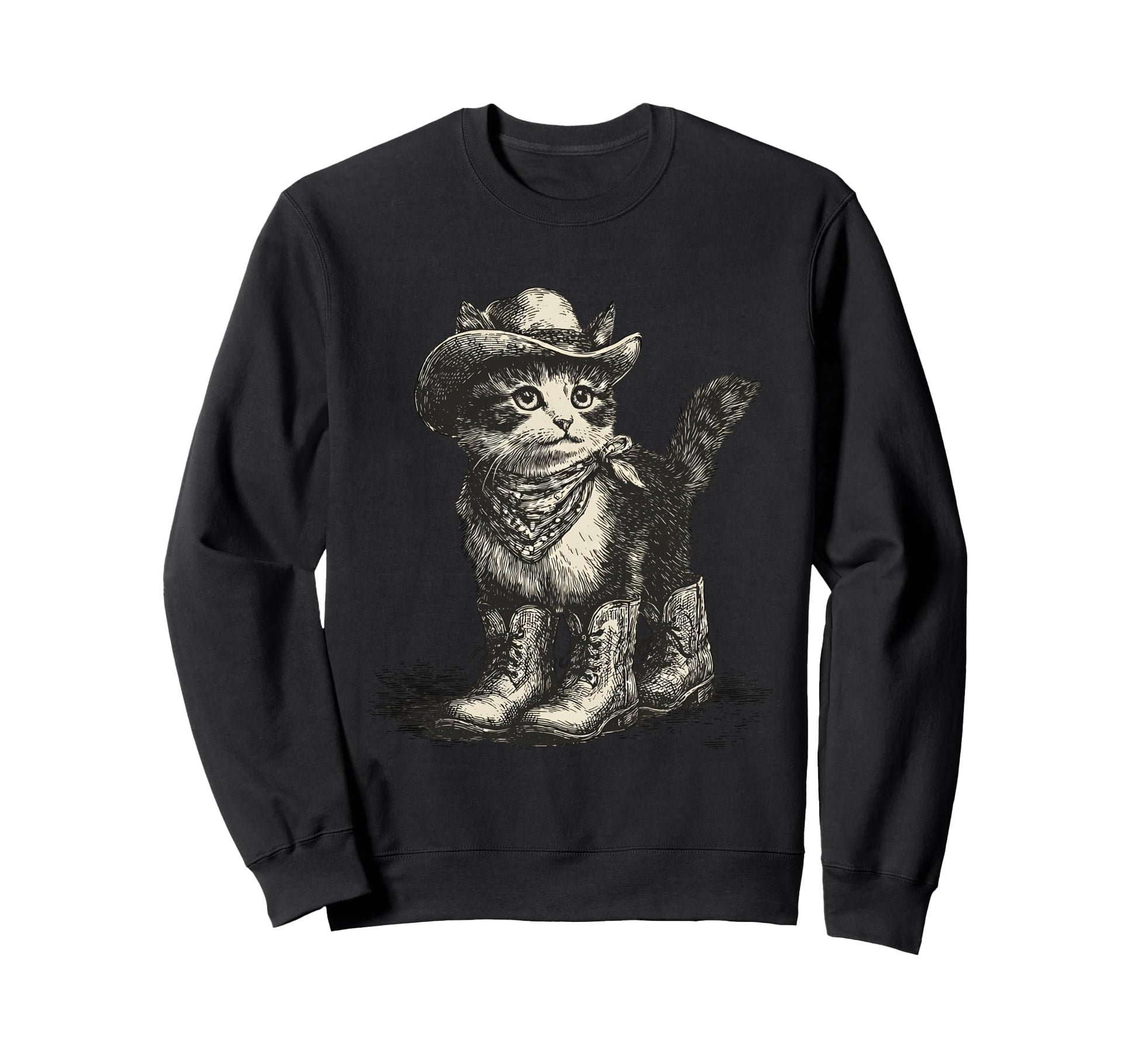 Cat Cowboy Western Country Cowgirl Sweatshirt - Trendy Graphic Unisex - T-Shirt, Sweatshirt, Hoodie