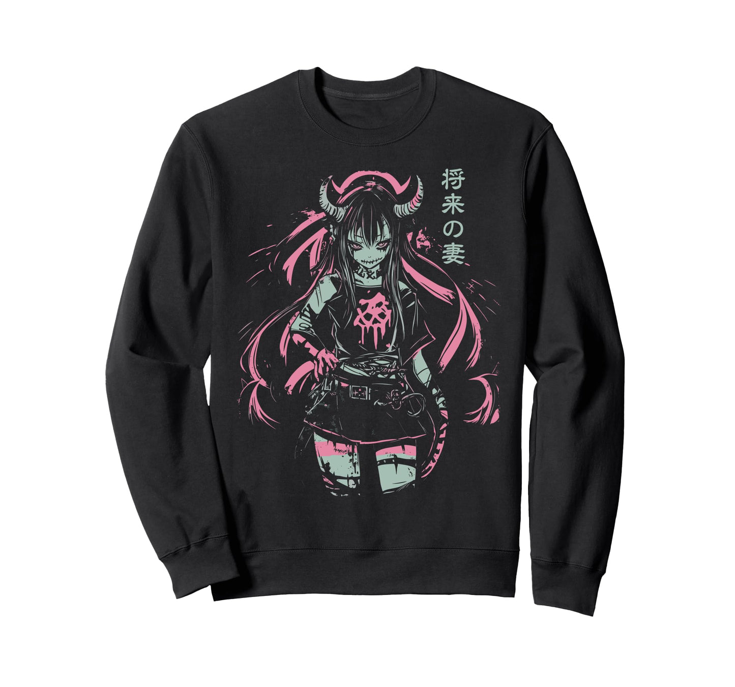 Anime Horror Aesthetic Vaporwave Sweatshirt - Unique Graphic Men Women - T-Shirt, Sweatshirt, Hoodie