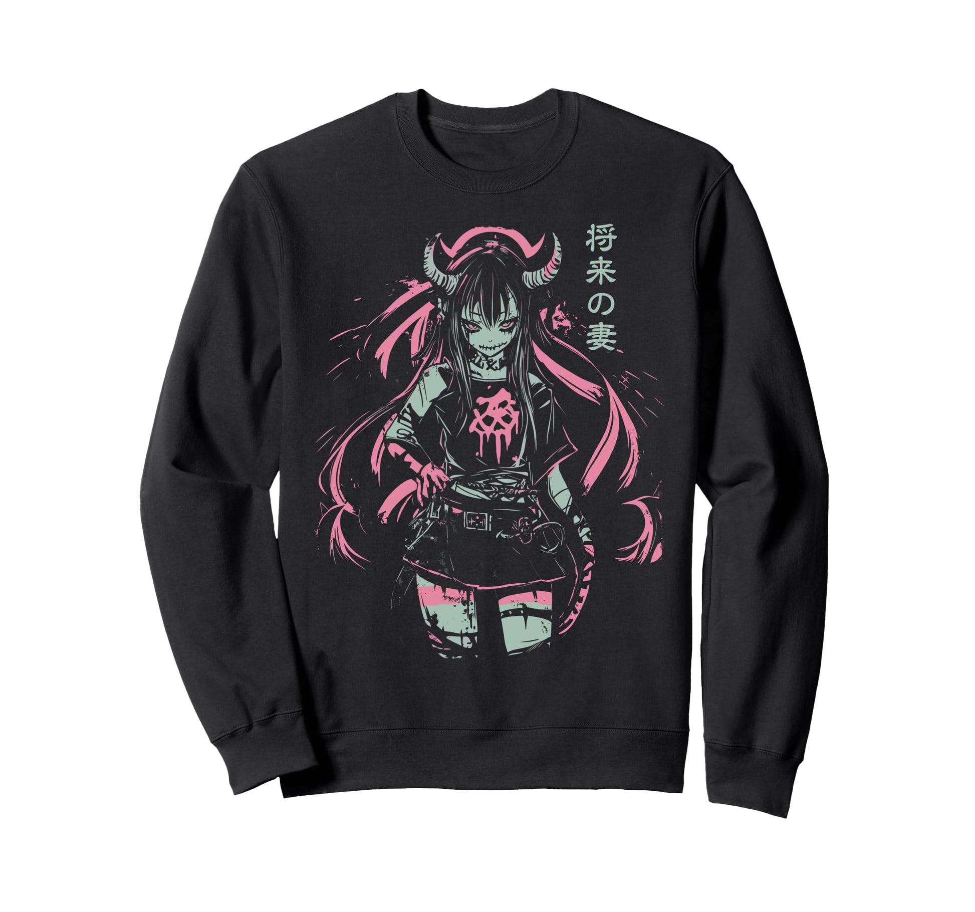 Anime Horror Aesthetic Vaporwave Sweatshirt - Unique Graphic Men Women - T-Shirt, Sweatshirt, Hoodie