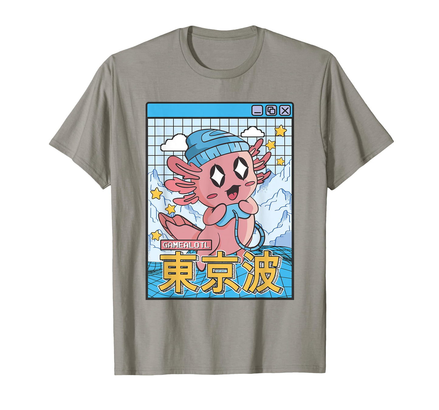 Happy Axolotl Gaming Vaporwave T-Shirt - Casual Everyday Wear for Adults - T-Shirt, Sweatshirt, Hoodie