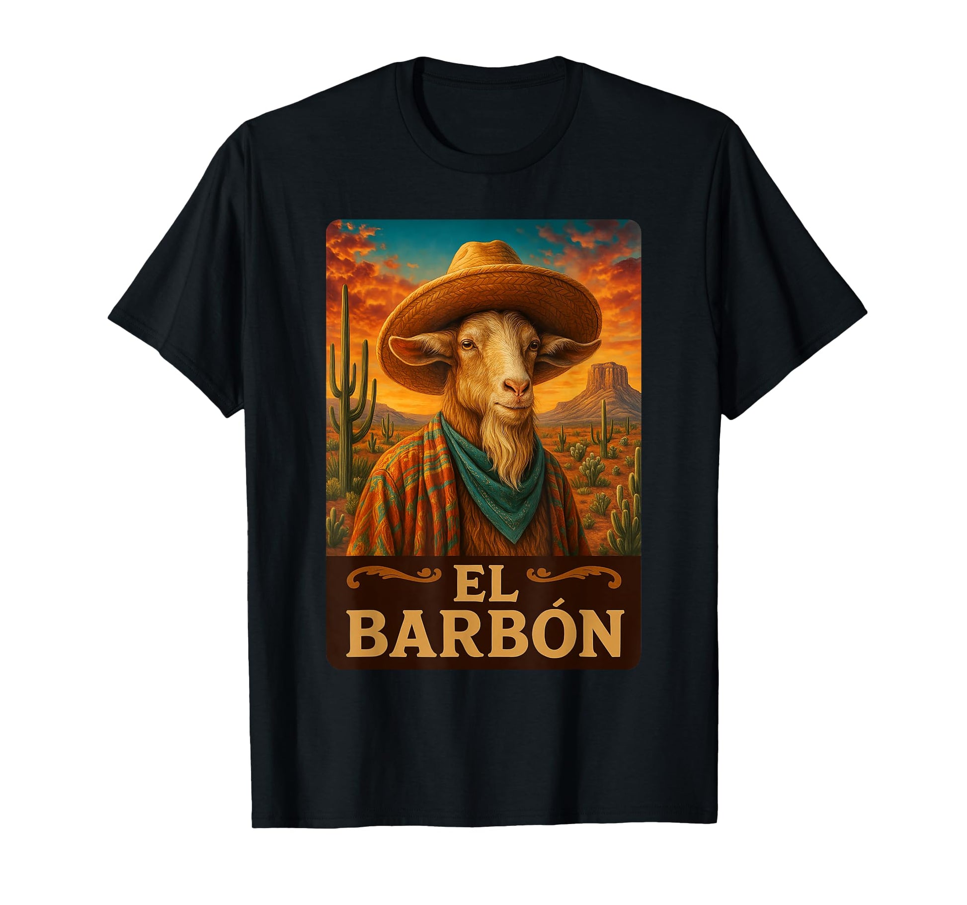 Goat El Barbon Wild West Cowboy Western T-Shirt - Graphic Print for Adults - T-Shirt, Sweatshirt, Hoodie