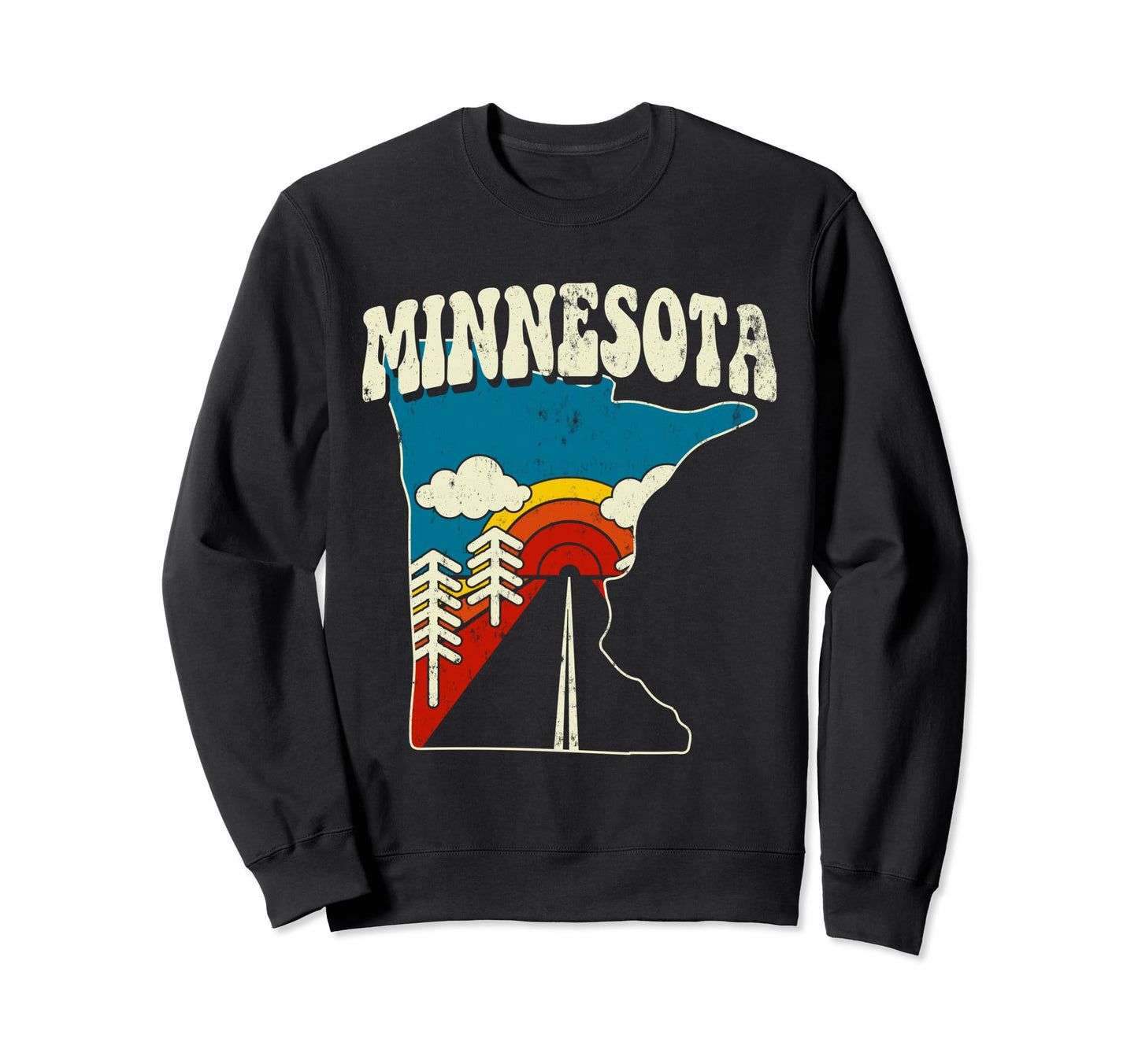 Minnesota State Rainbow Hippie 70S Sweatshirt - Streetwear Style Men Women - T-Shirt, Sweatshirt, Hoodie