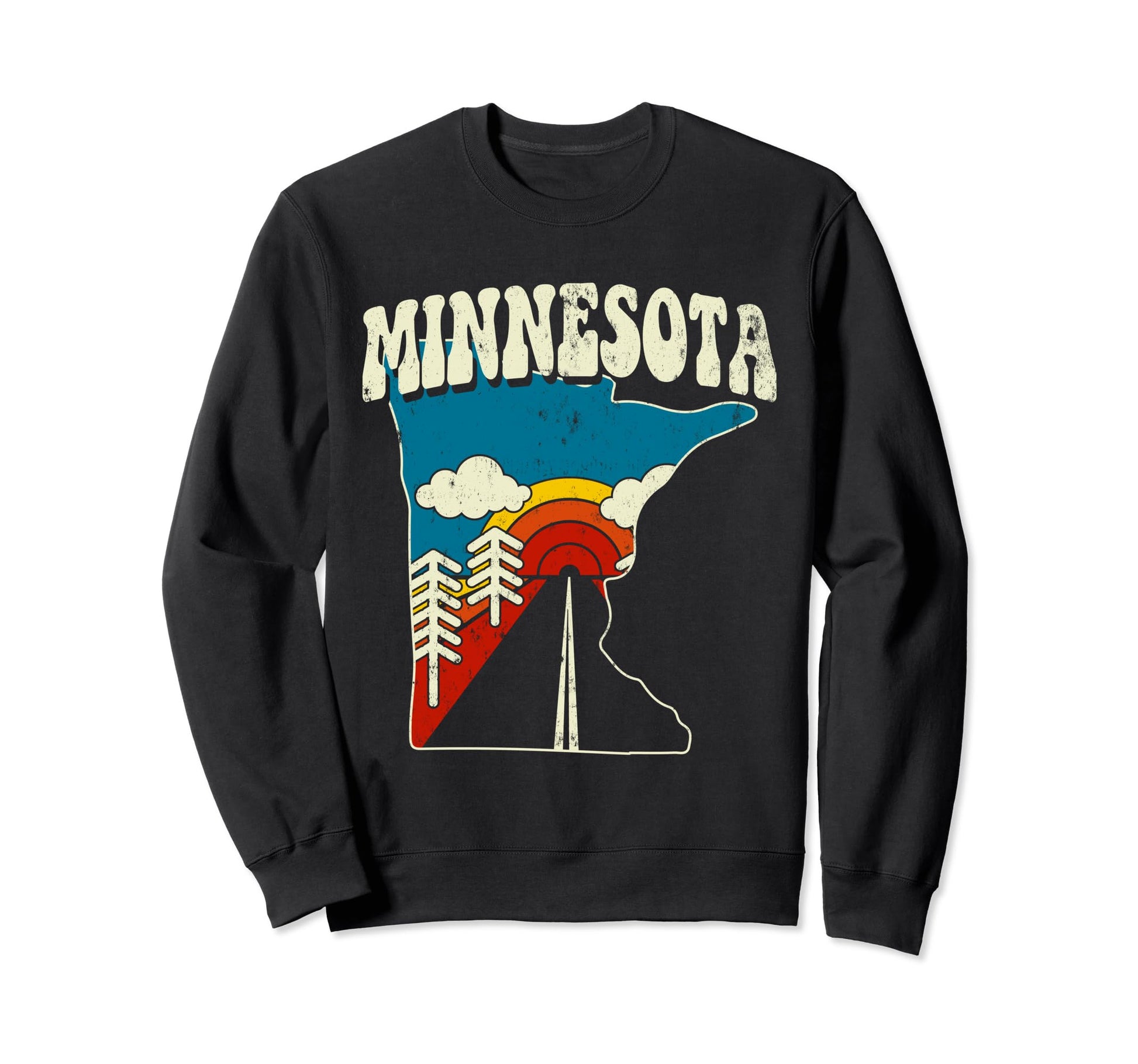 Minnesota State Rainbow Hippie 70S Sweatshirt - Streetwear Style Men Women - T-Shirt, Sweatshirt, Hoodie