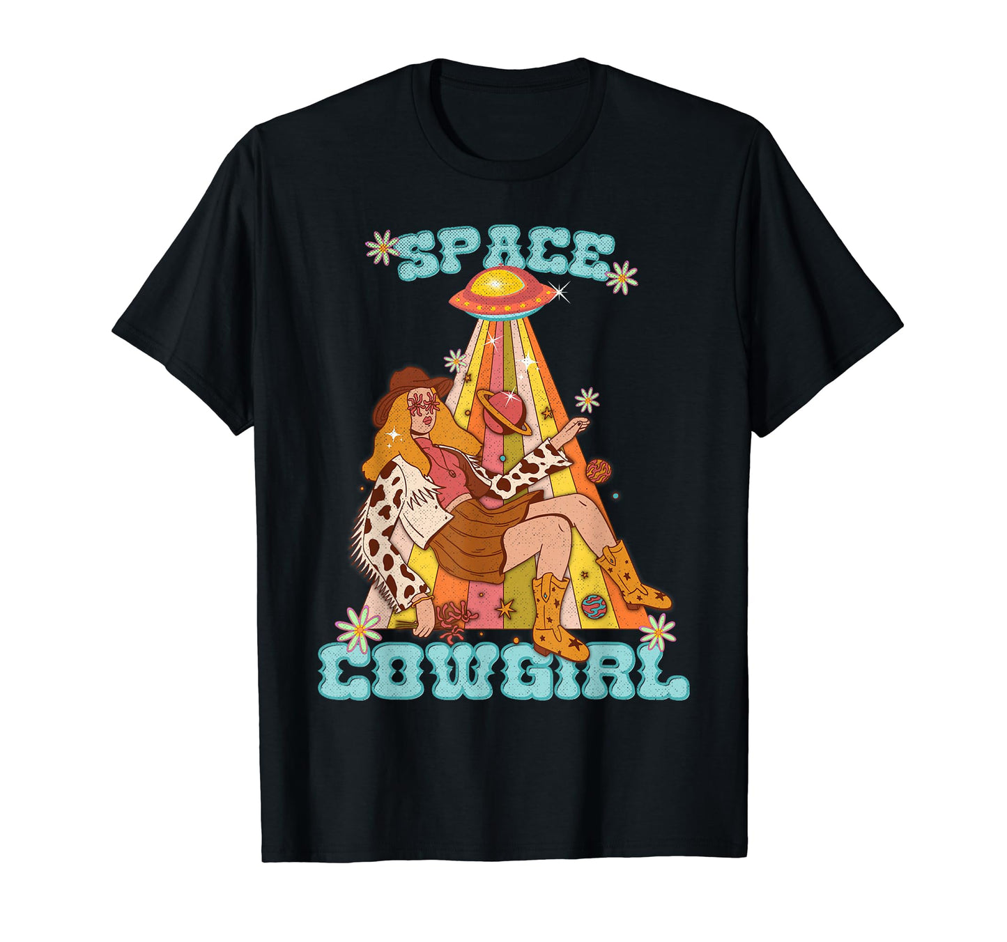Western Groovy Space Cowgirl Alien T-Shirt - Custom Art Print for Adults - T-Shirt, Sweatshirt, Hoodie