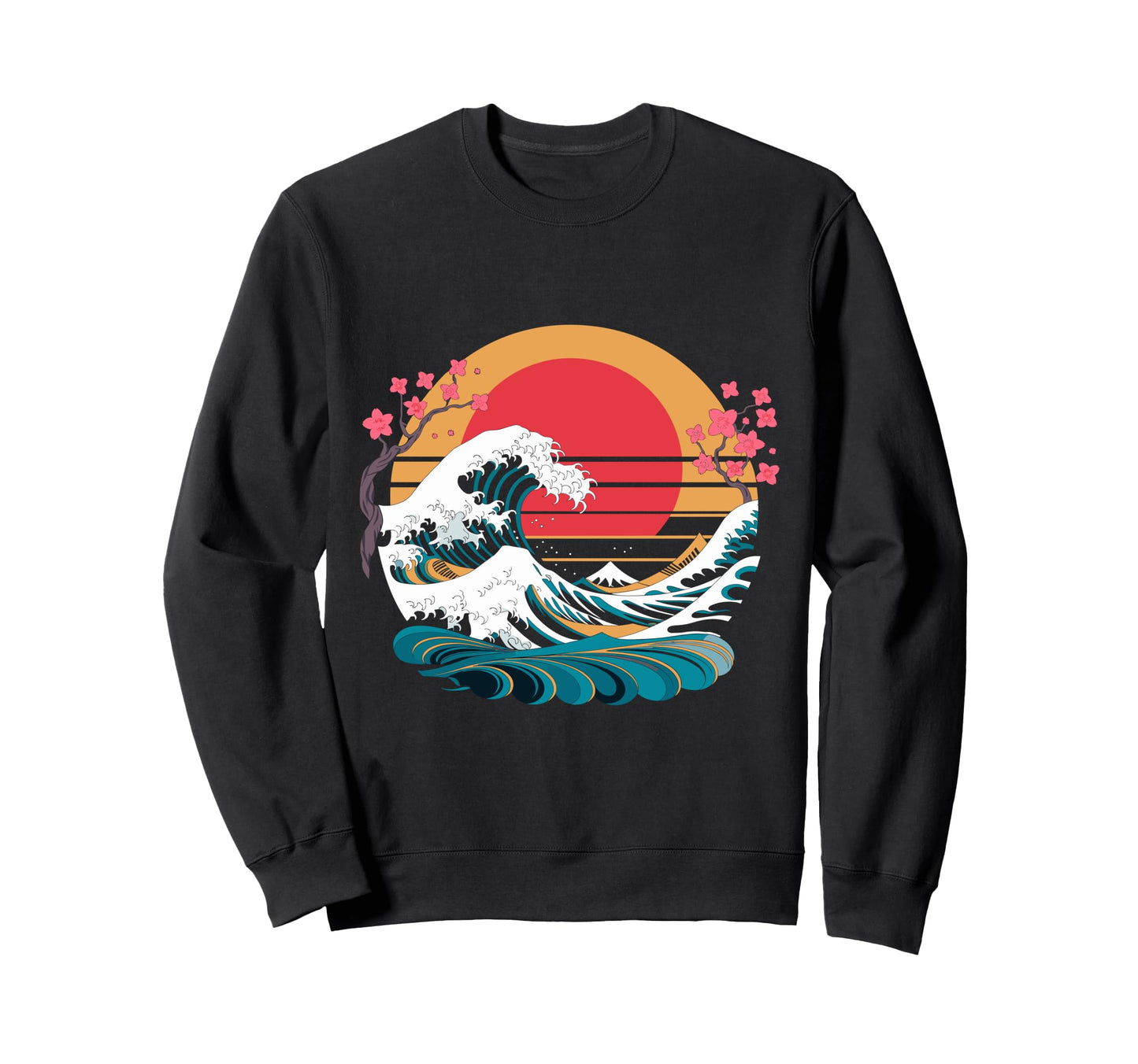 Big Wave Vaporwave Aesthetic 80S Anime Sweatshirt - Novelty Apparel Unisex - T-Shirt, Sweatshirt, Hoodie