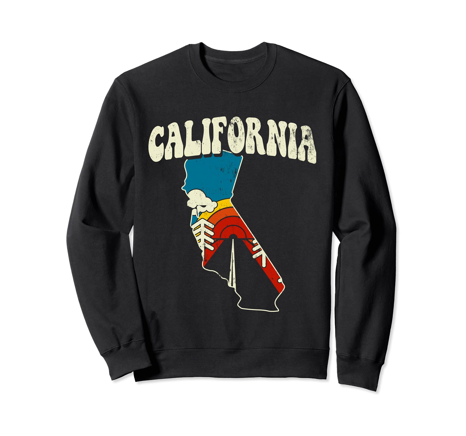 California Rainbow State Hippie 70S Sweatshirt - Unique Graphic Men Women - T-Shirt, Sweatshirt, Hoodie