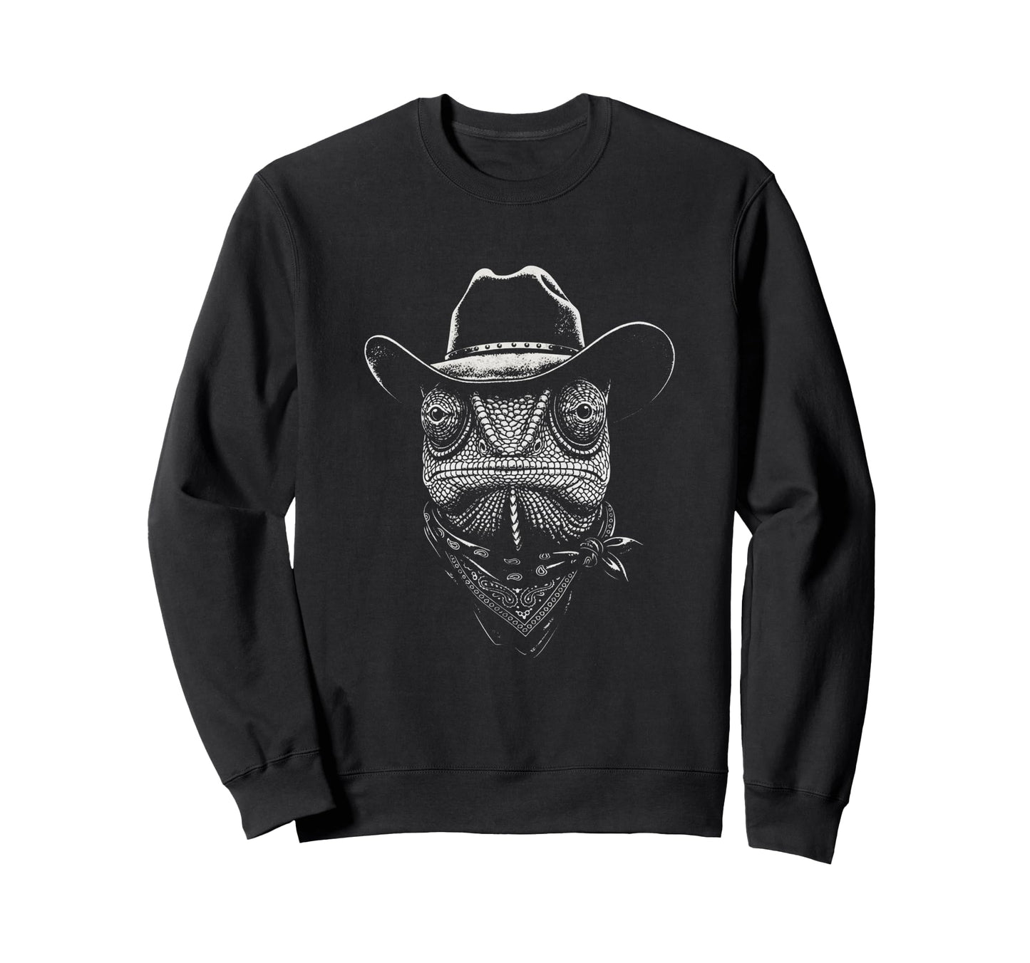 Chameleon Cowboy Portrait Western Sweatshirt - Novelty Apparel Men Women - T-Shirt, Sweatshirt, Hoodie