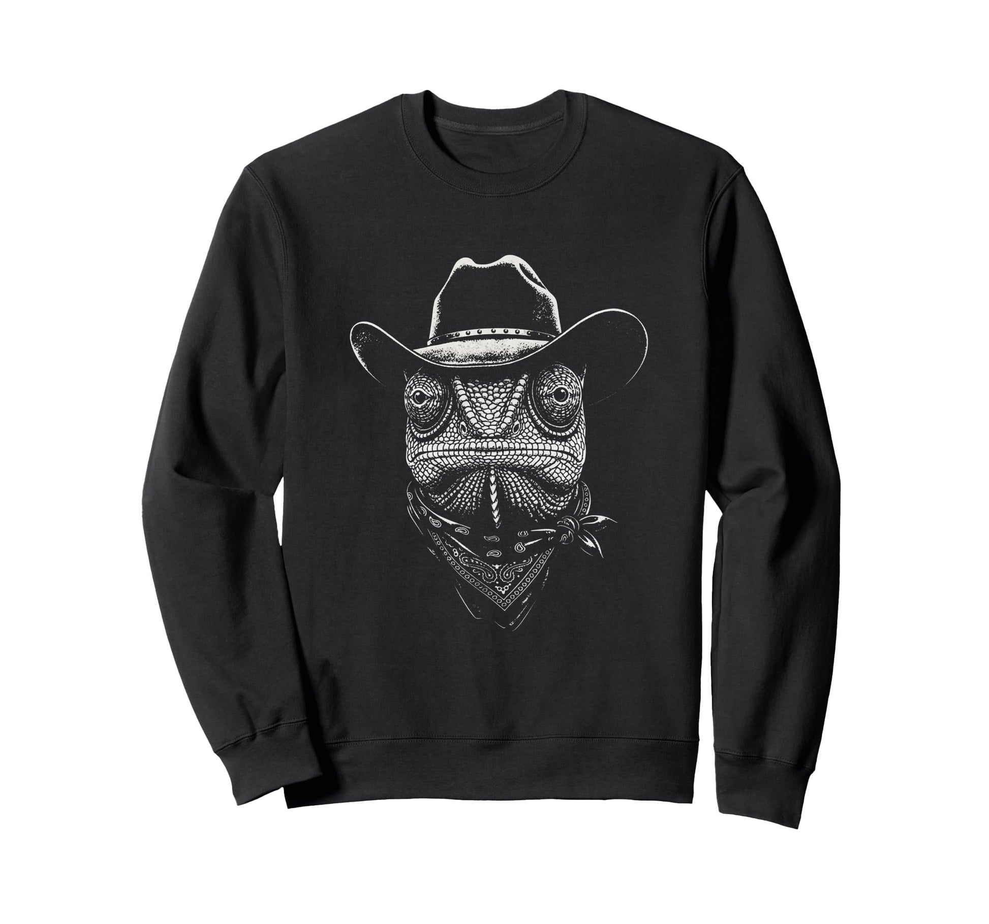 Chameleon Cowboy Portrait Western Sweatshirt - Novelty Apparel Men Women - T-Shirt, Sweatshirt, Hoodie