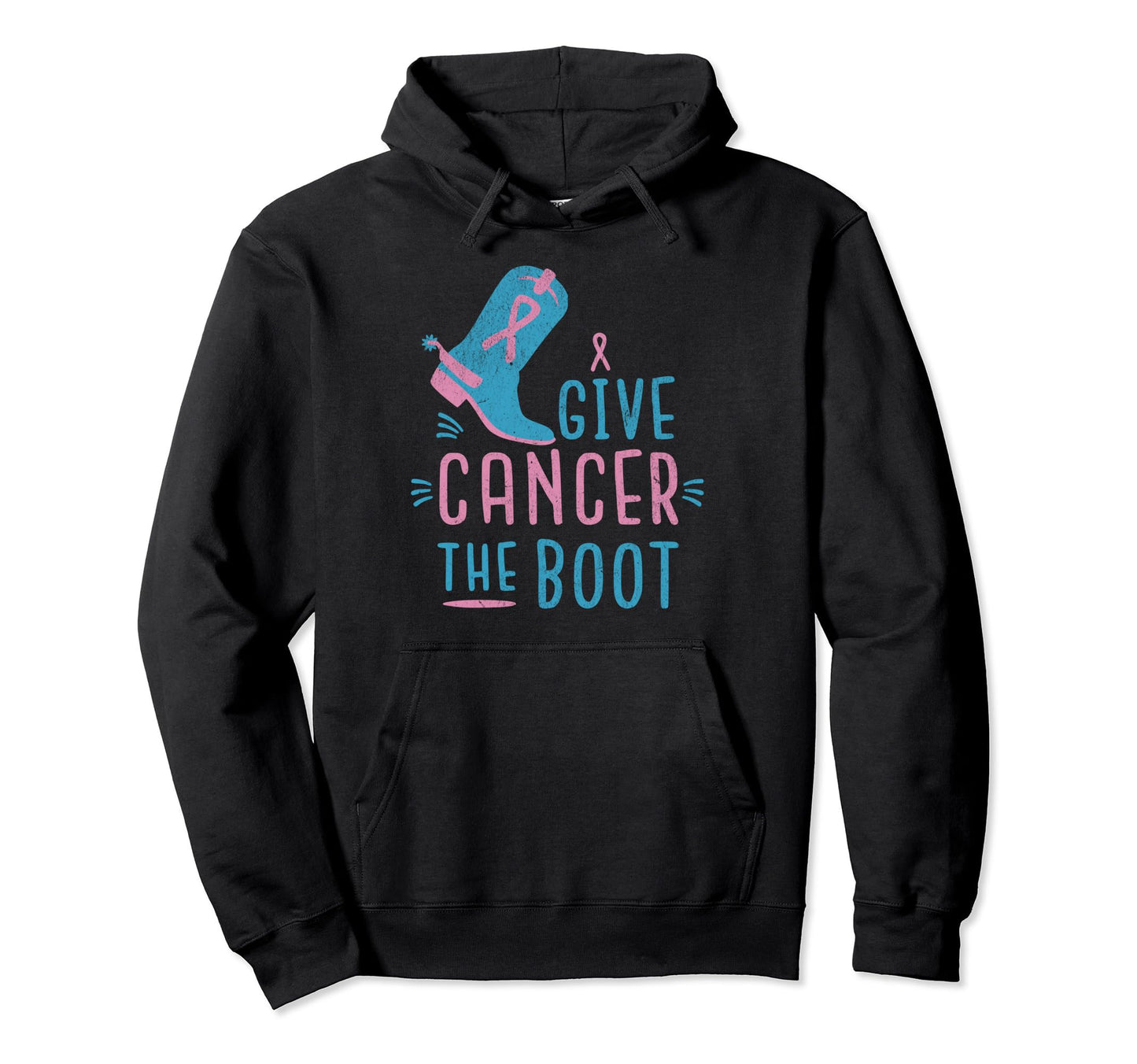 Give Cancer Boot Western Horse Riding Hoodie - Novelty Apparel for Adults - T-Shirt, Sweatshirt, Hoodie